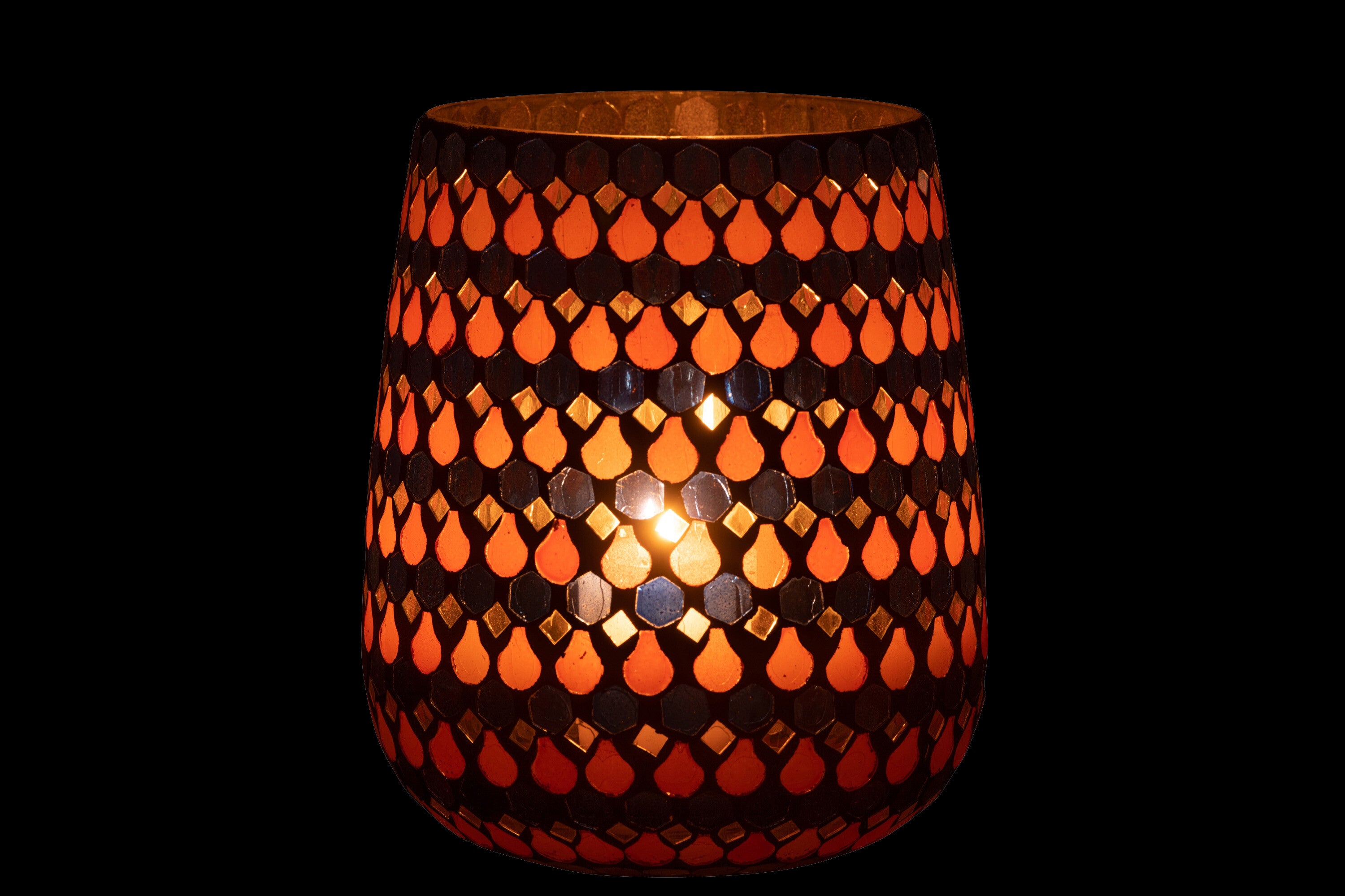 HURRICANE MOSAIC DRUPPELGLAS ORANJE/BLAUW GROOT