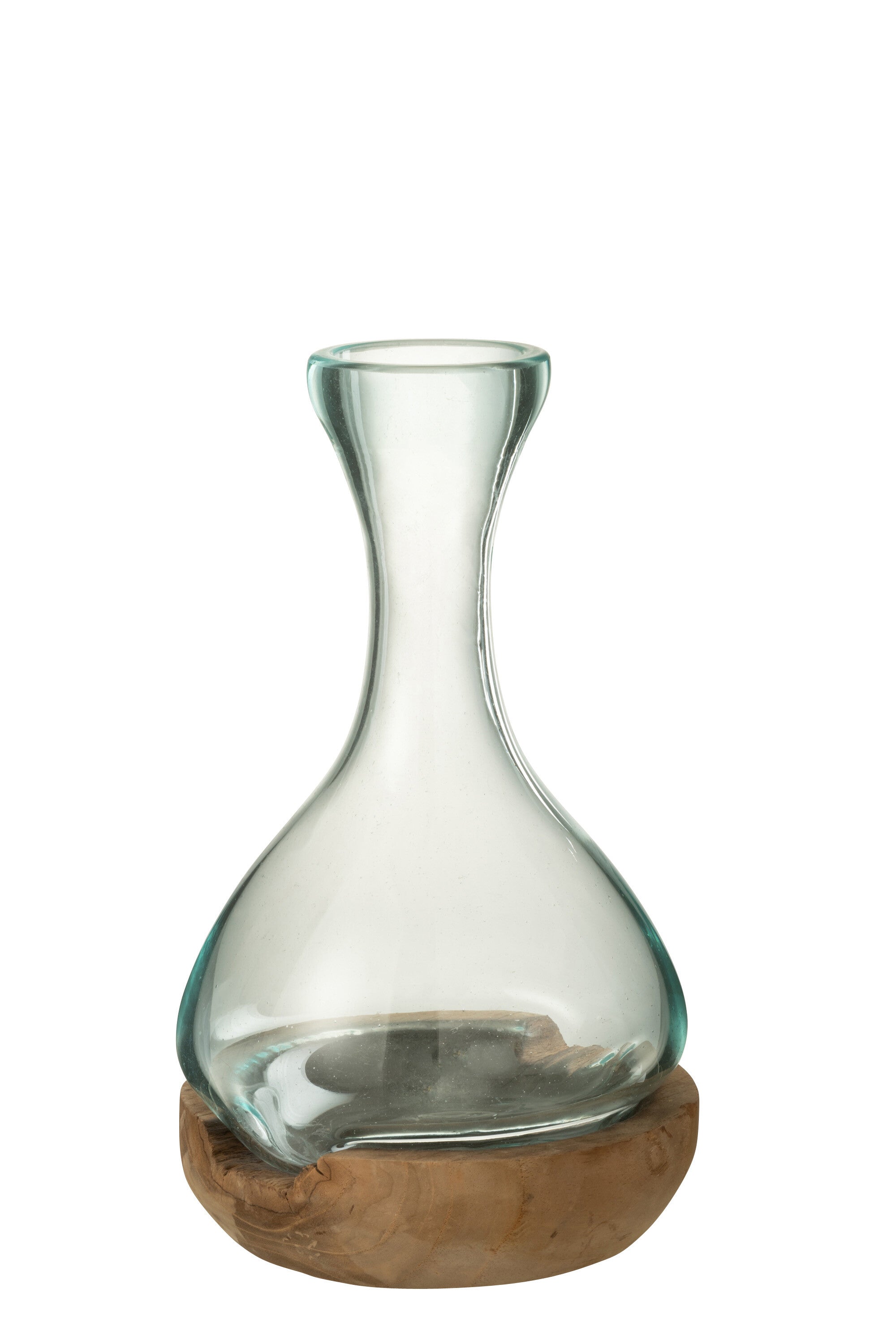 Vaas Fles Gamal Hout/Glas Natuurlijk/Transparant Klein