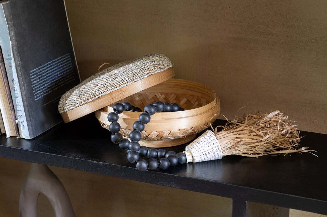 Ketting Kralen Schelp Zwart