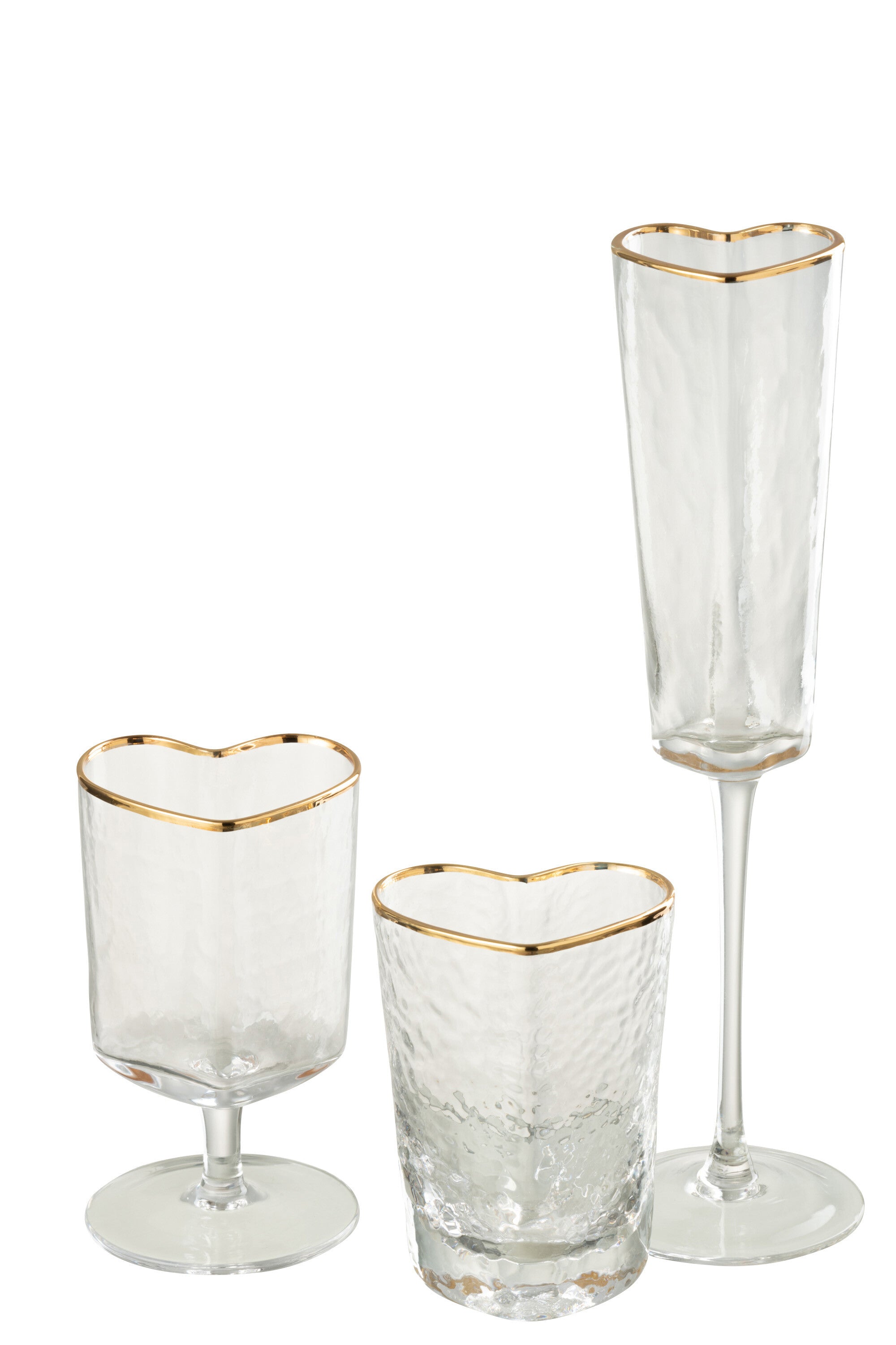 J-Line Champagneglas Hart Glas Goud/Transparant