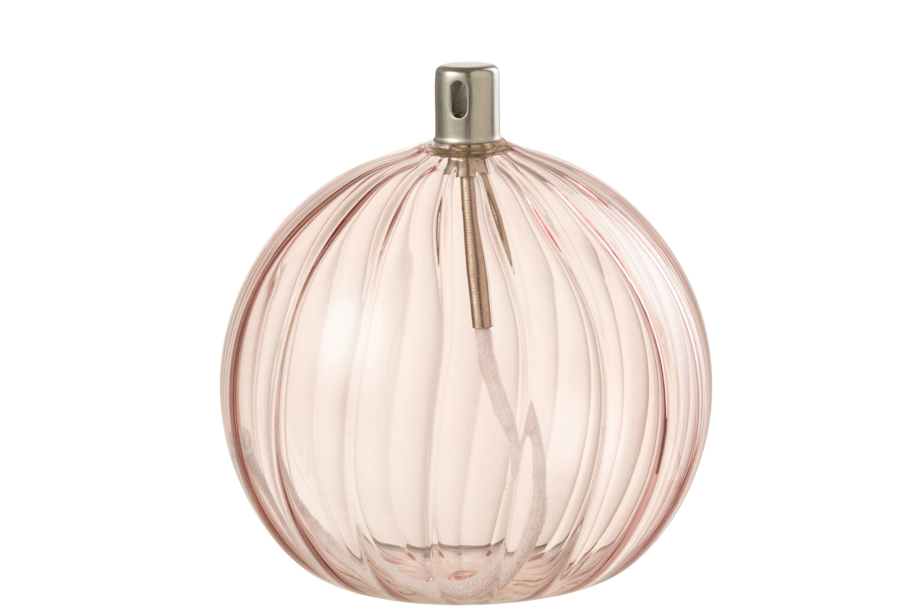 J-Line Olielamp Ribbels - glas - roze - large