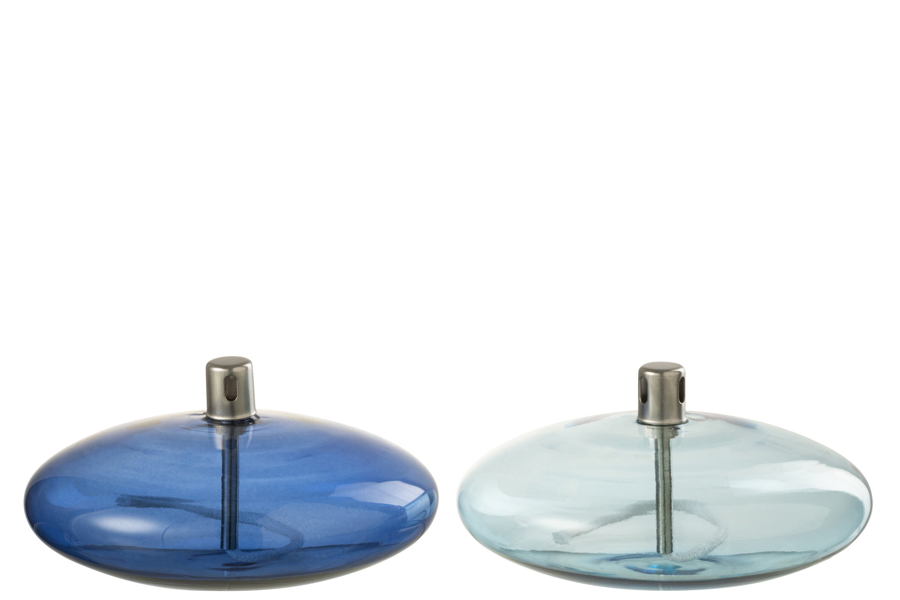 Olie Lamp Laag Glas Blauw Assortiment Van 2