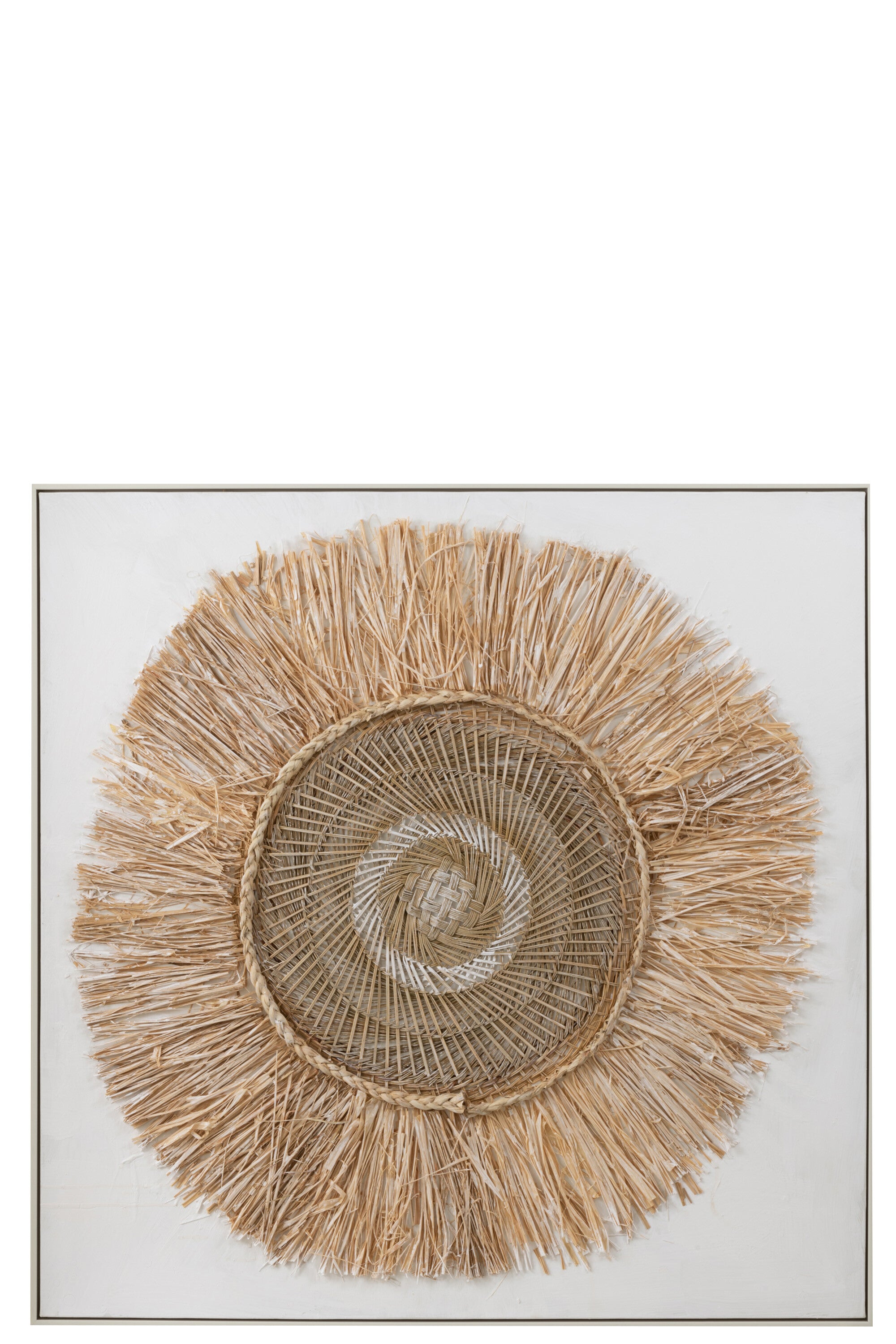 Wanddecoratie Ibiza Cirkel Canvas/Schilderij Crème/Wit Groot