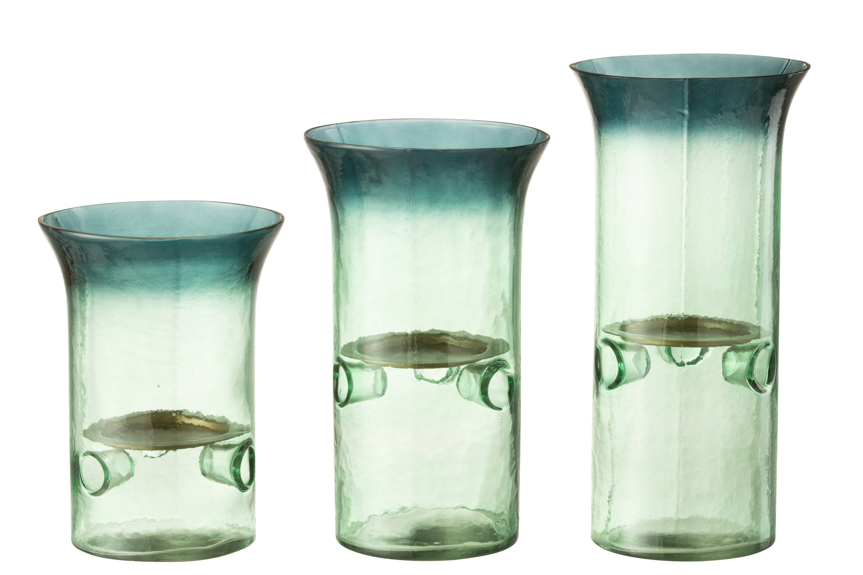 J-Line Set Van Drie Kaarshouder Bord Glas/Metaal Groen