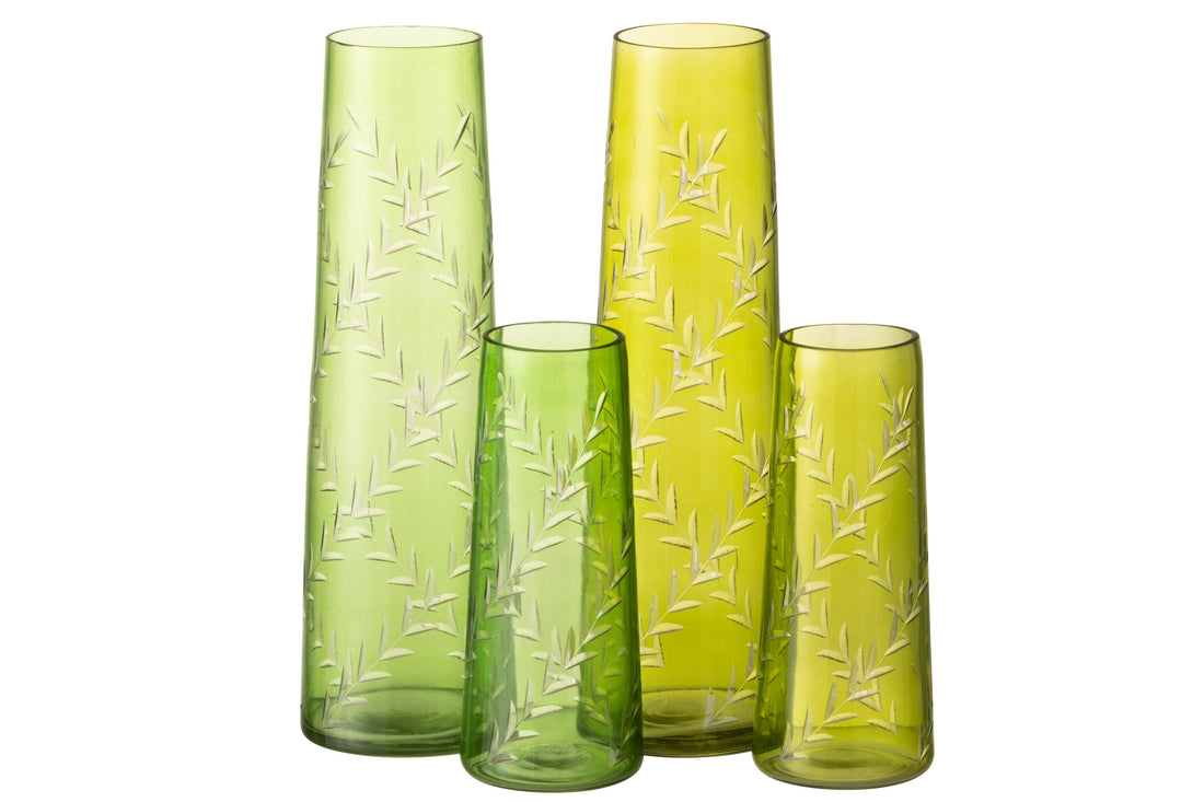 Vaas Bladeren Glas Groen Groot Assortiment Van 2