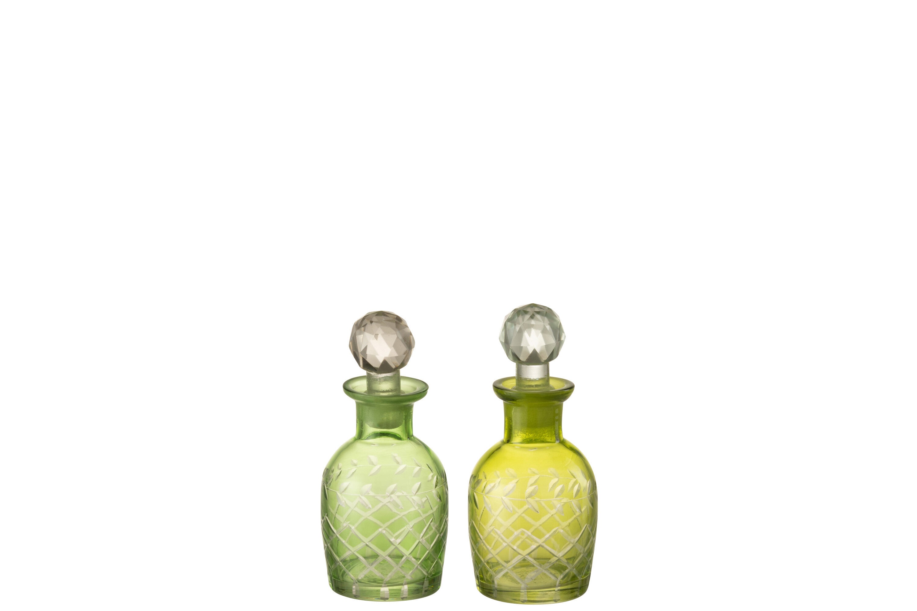 Karaf Bladeren Glas Groen Klein Assortiment Van 2