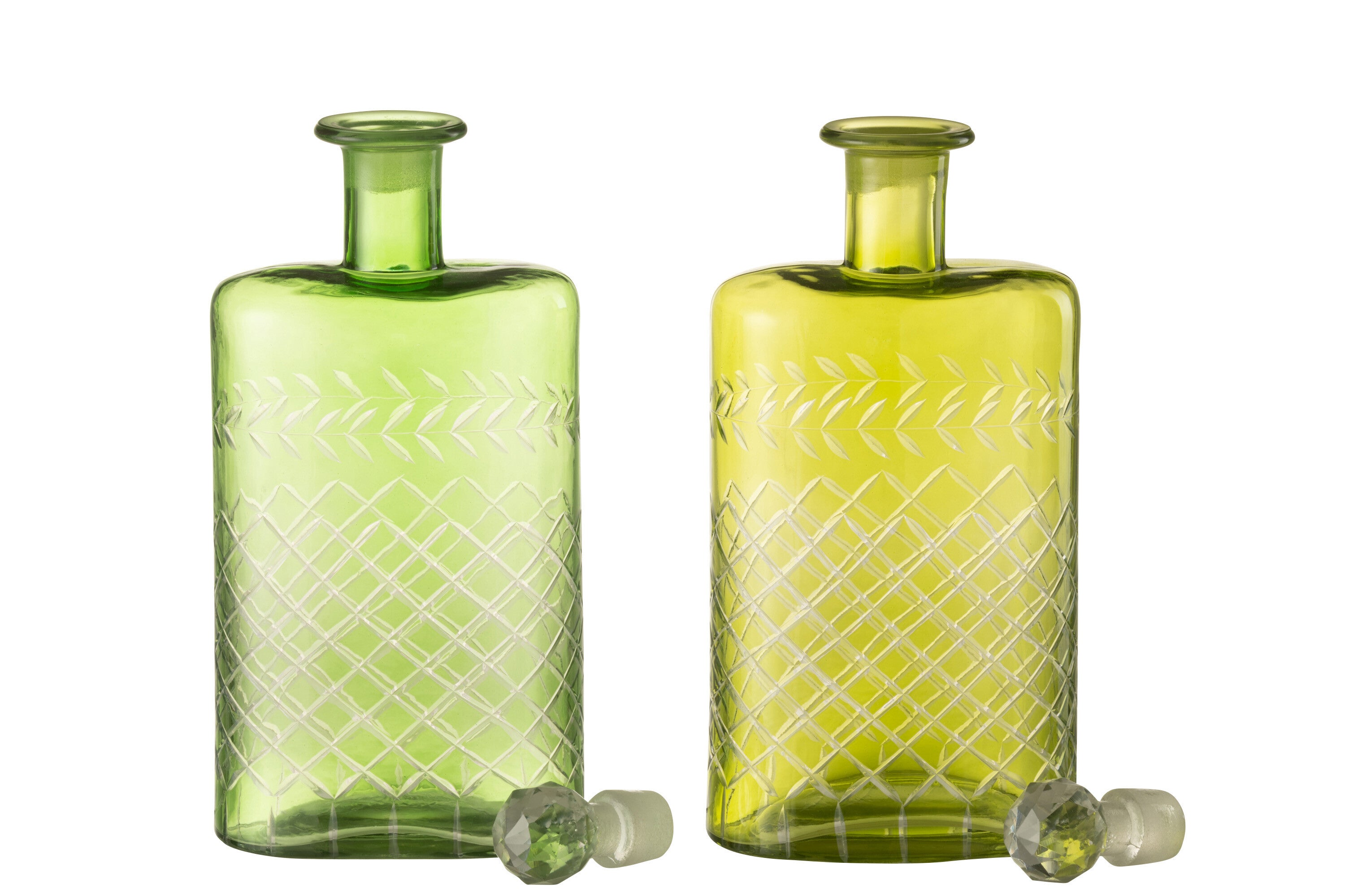 Karaf Bladeren Glas Groen Extra Groot Assortiment Van 2