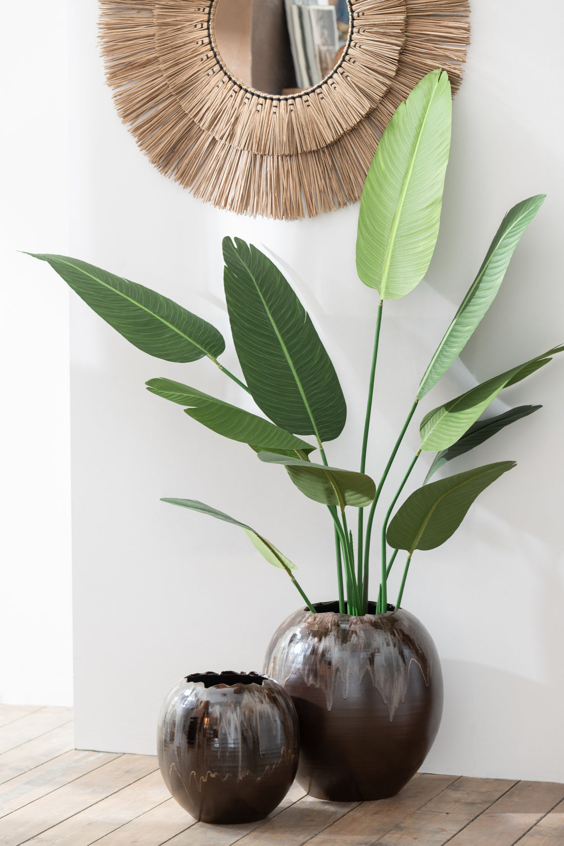 BLOEMPOT KERAMIEK BRUIN MEDIUM