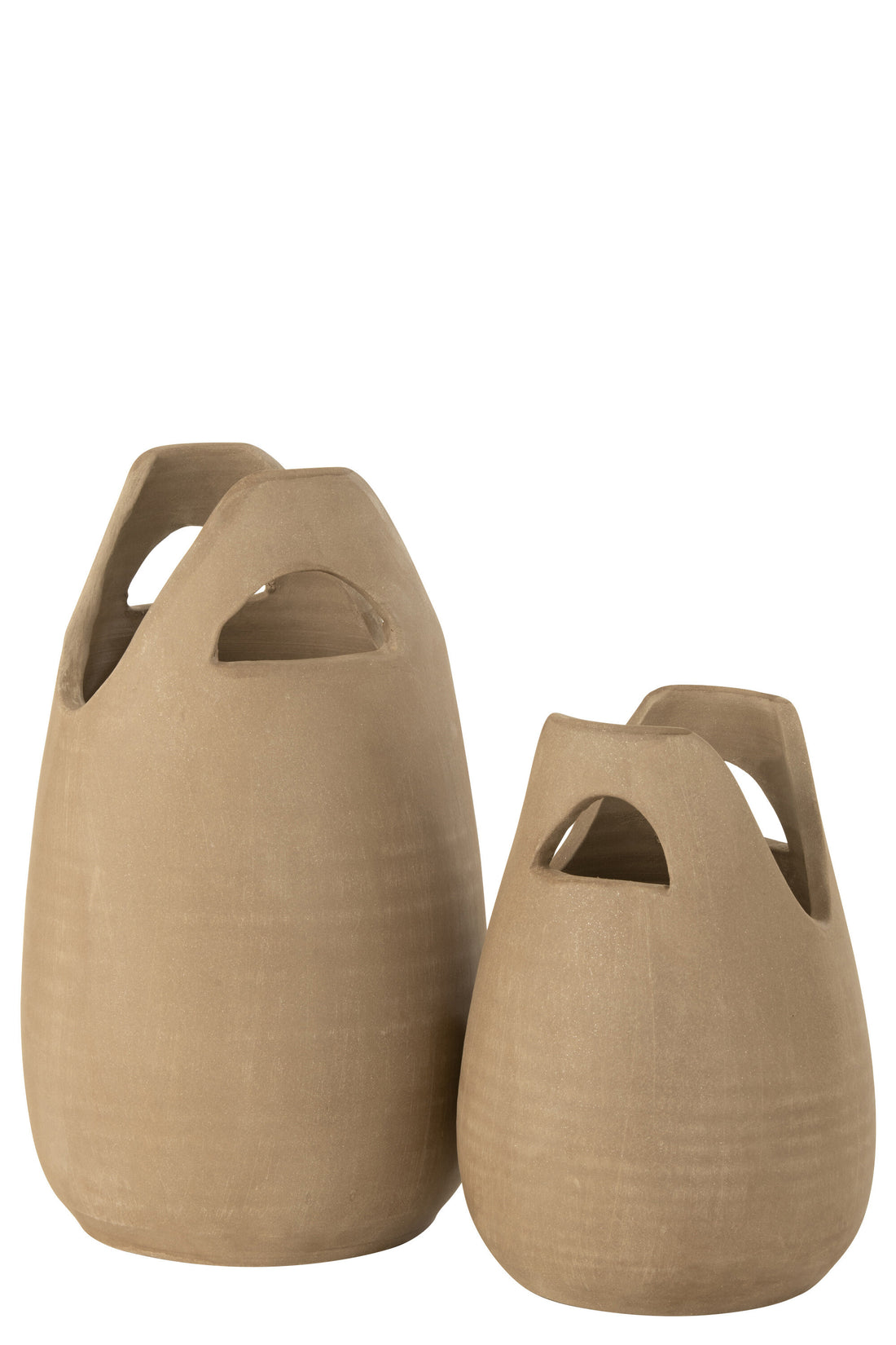 VAAS HANDVAT KERAMIEK BEIGE GROOT