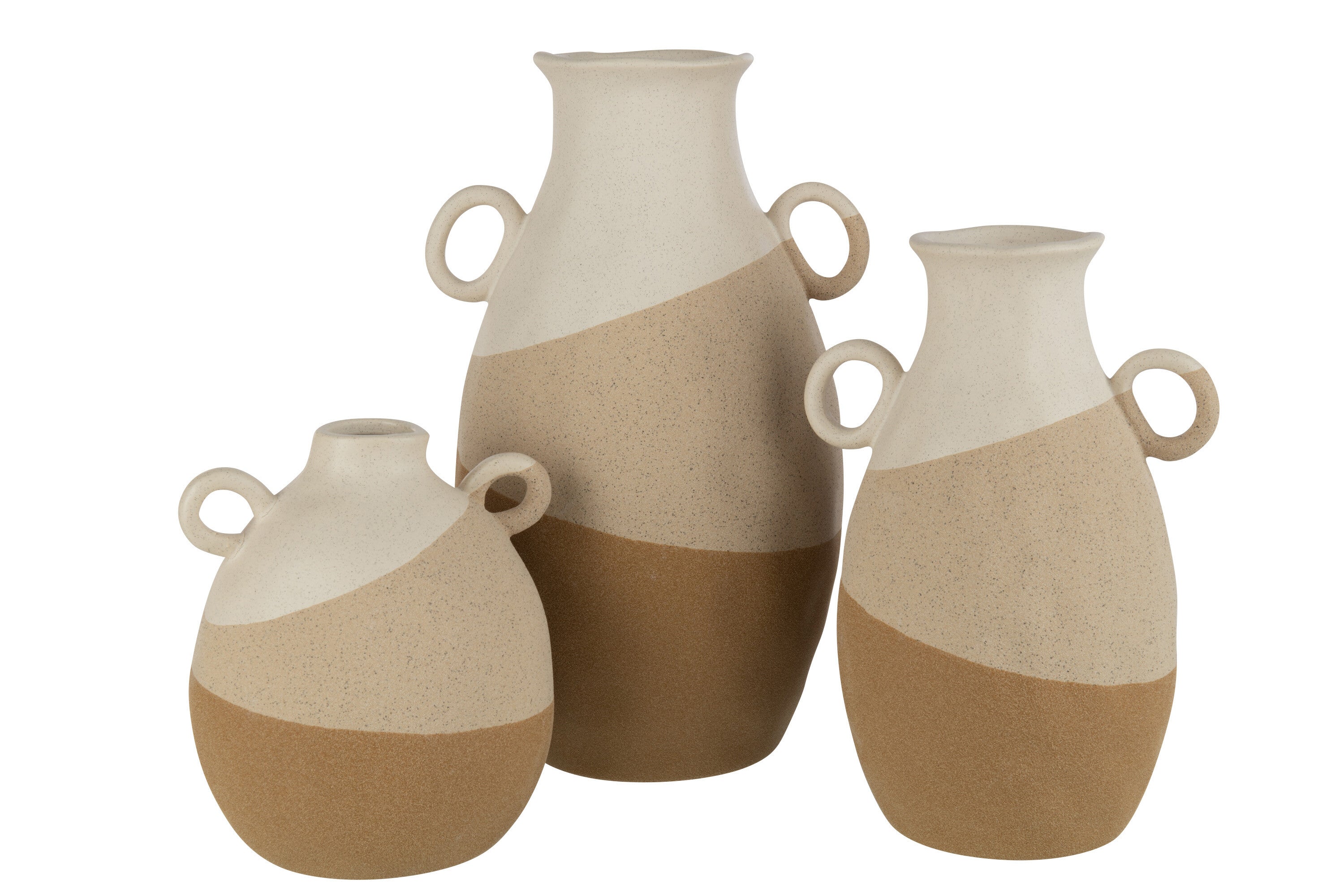 Vaas Oor Keramiek Beige/Lichtbruin Groot
