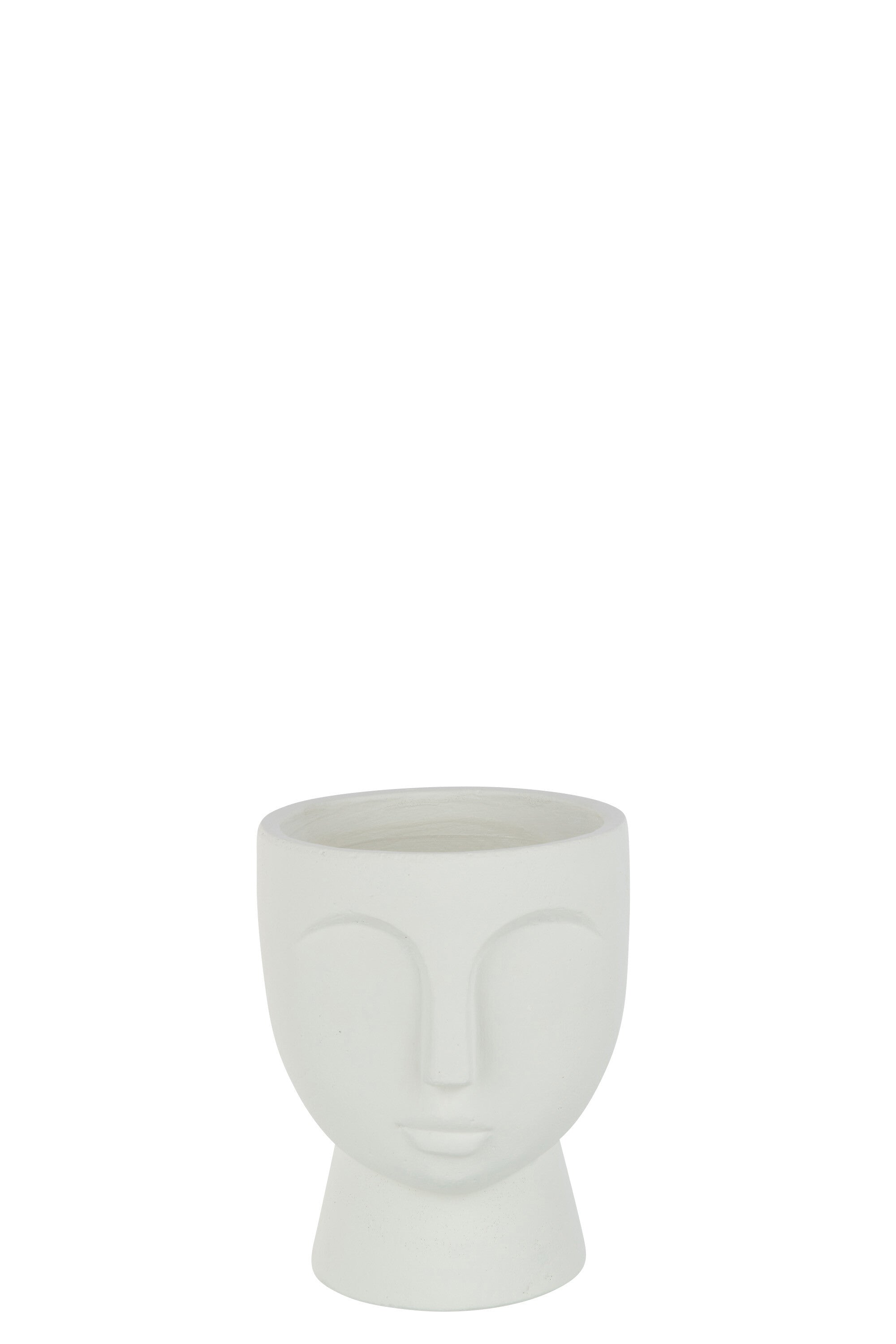 J-Line Bloempot Gezicht Cement Wit Medium