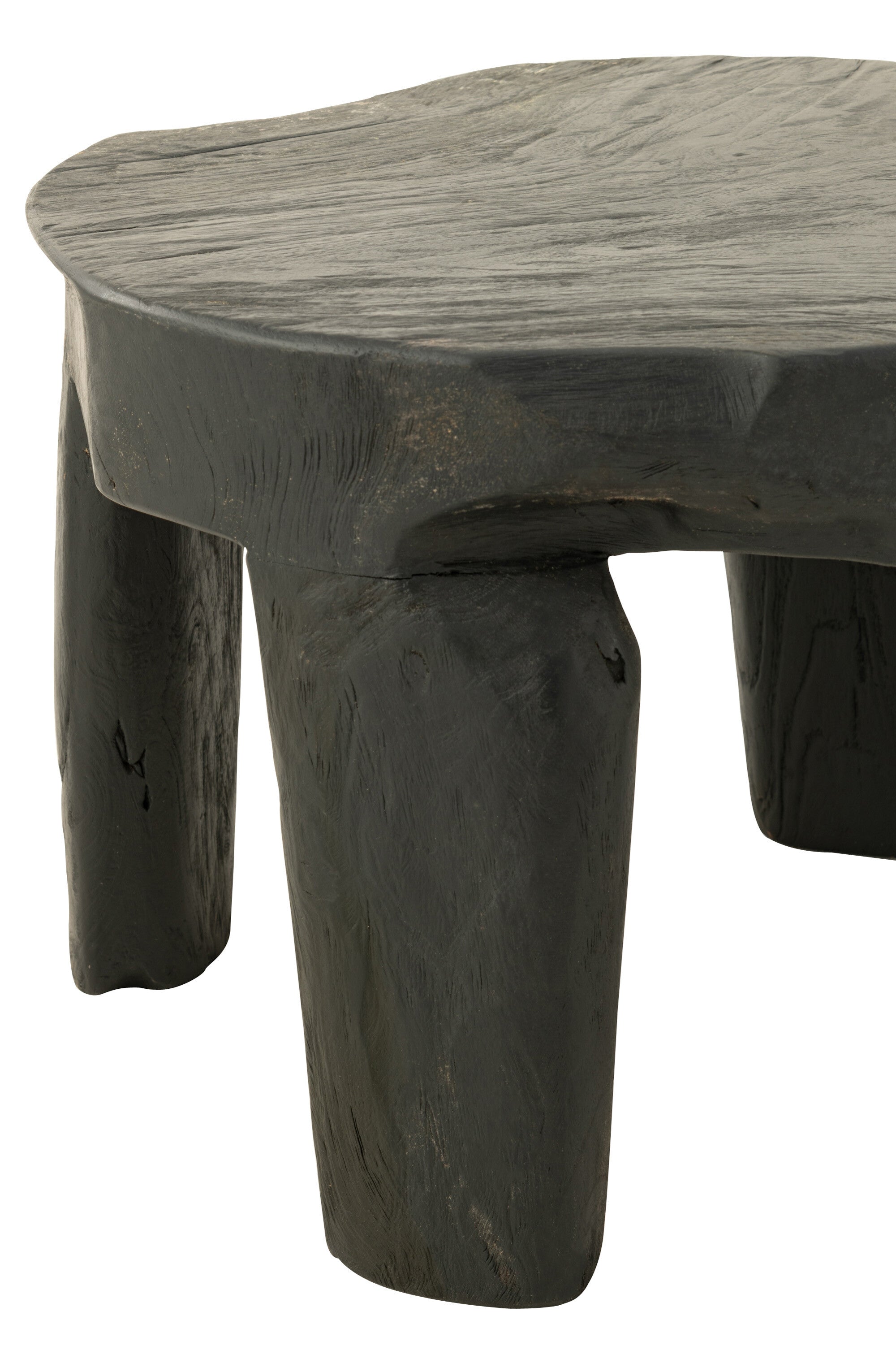 J-Line Set Van 2 Tafel Rond Teak Hout Zwart