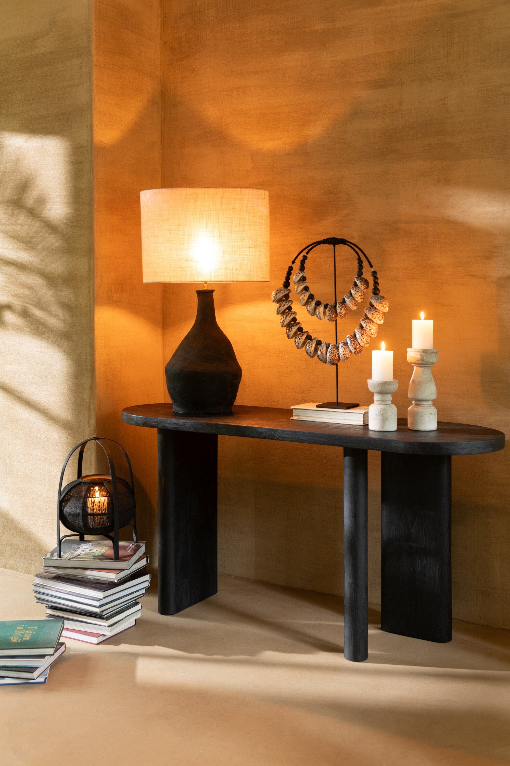 J-Line tafel Teak - hout - zwart