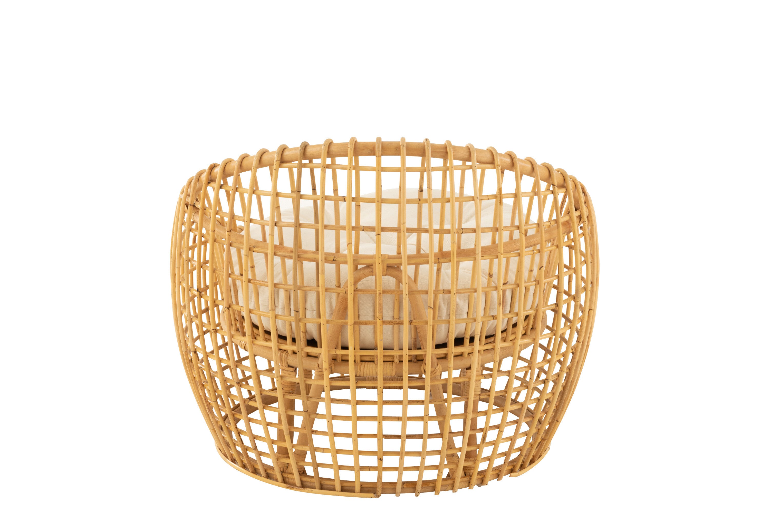 J-Line stoel Lise + kussen 1 Personen - rotan/textiel - naturel/wit