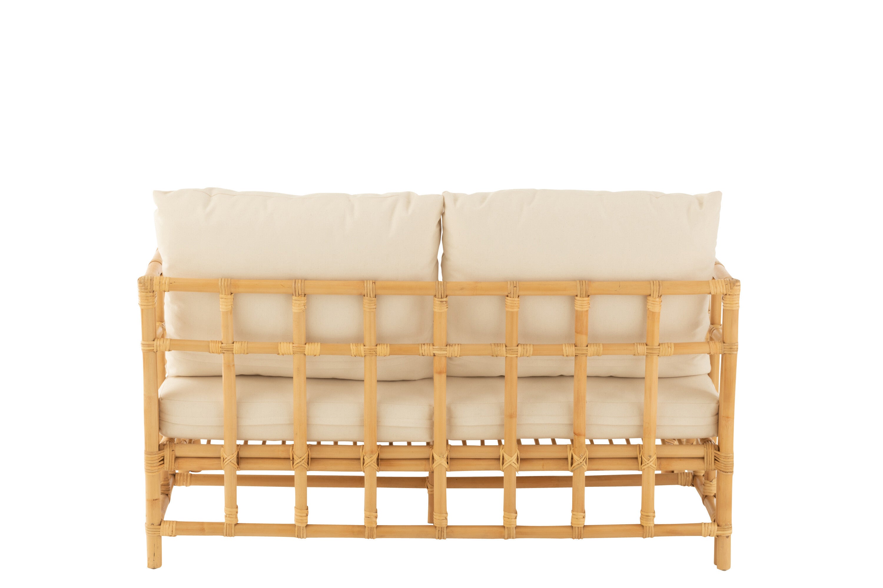 J-Line Sofa Elise+Kussen 2 Personen Rotan/Textiel Naturel/Wit