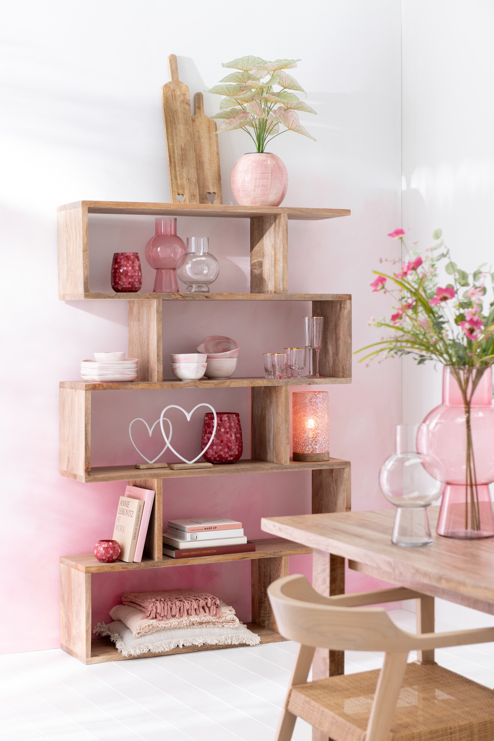 Boekenplank Verticale Latten Mangohout Natuurlijk
