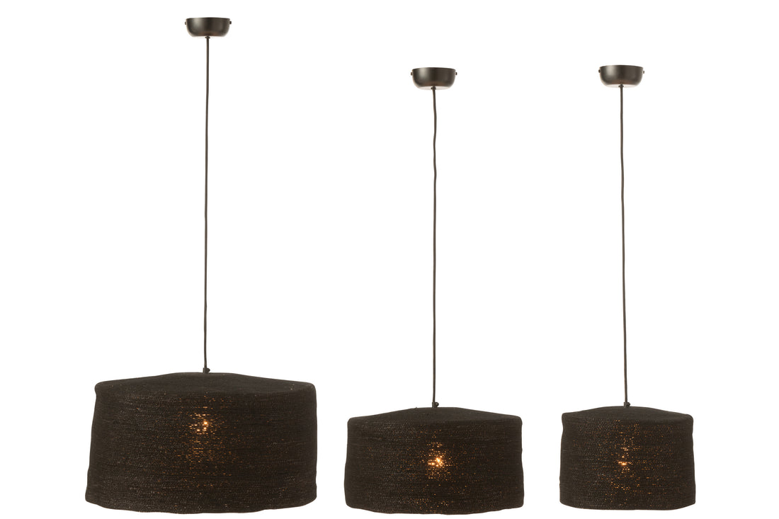 J-Line Set Van 3 Hangende Lamp Moonj Gras Zwart