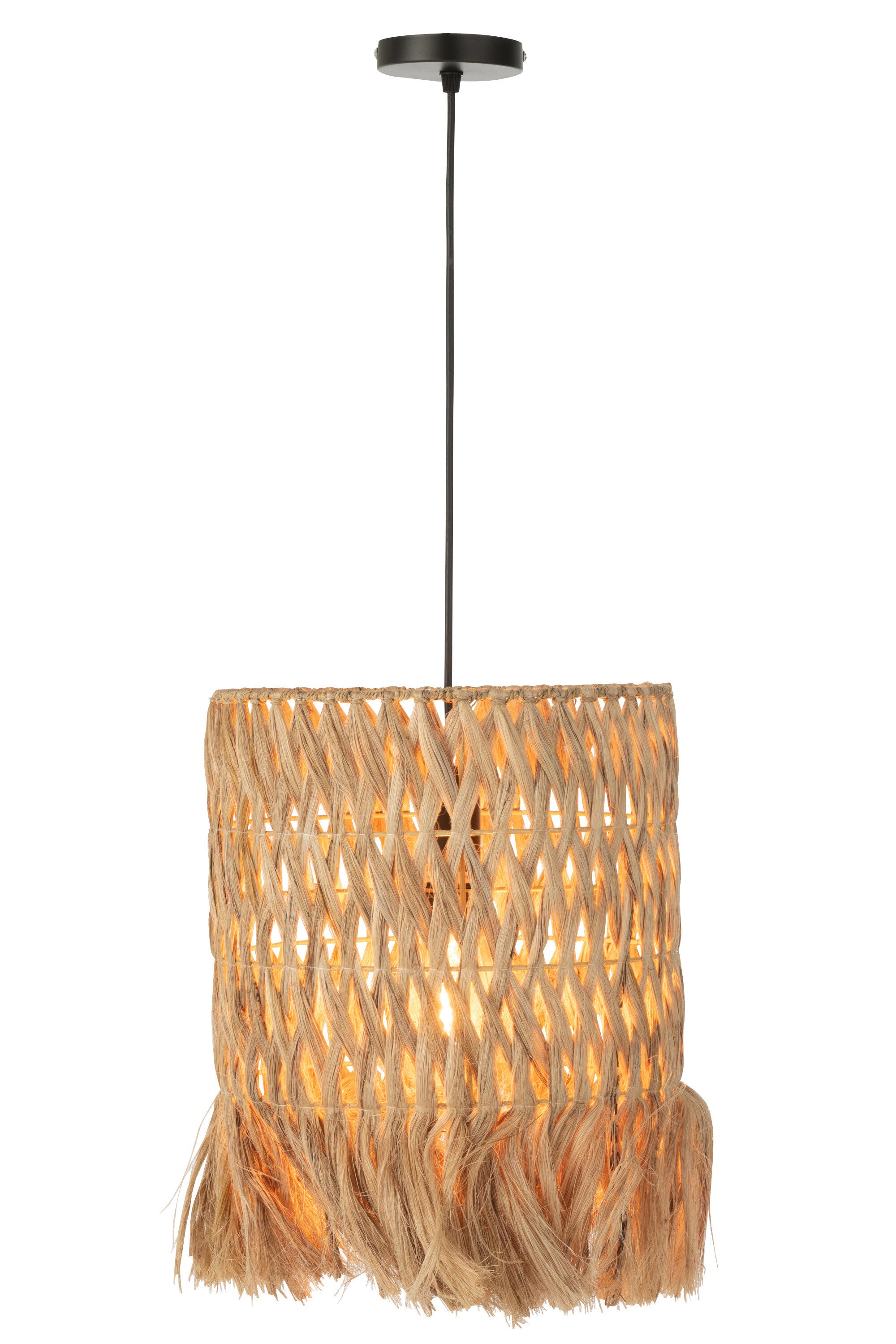 J-Line Hanglamp Rond - bananenbladeren - naturel