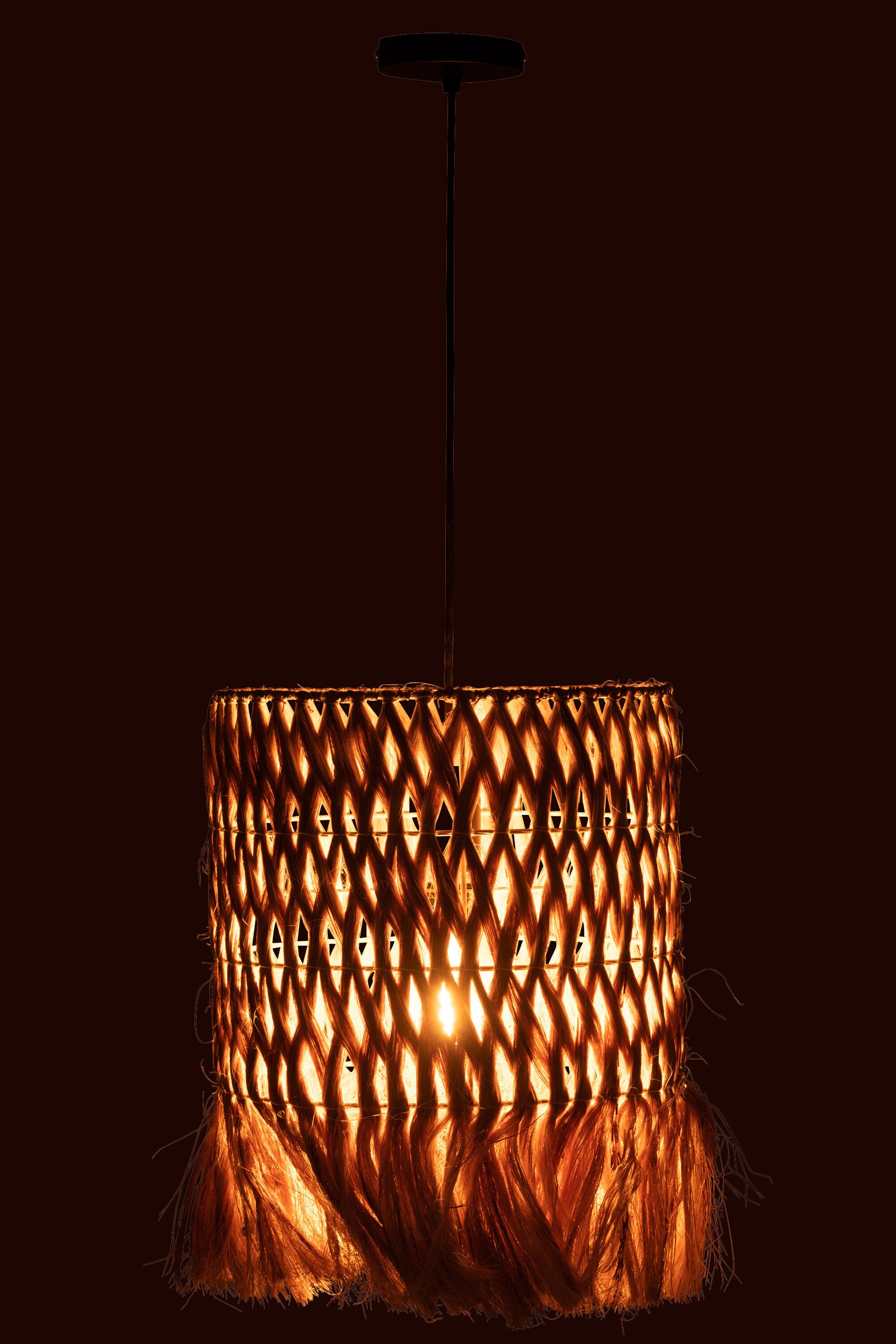 J-Line Hanglamp Rond - bananenbladeren - naturel