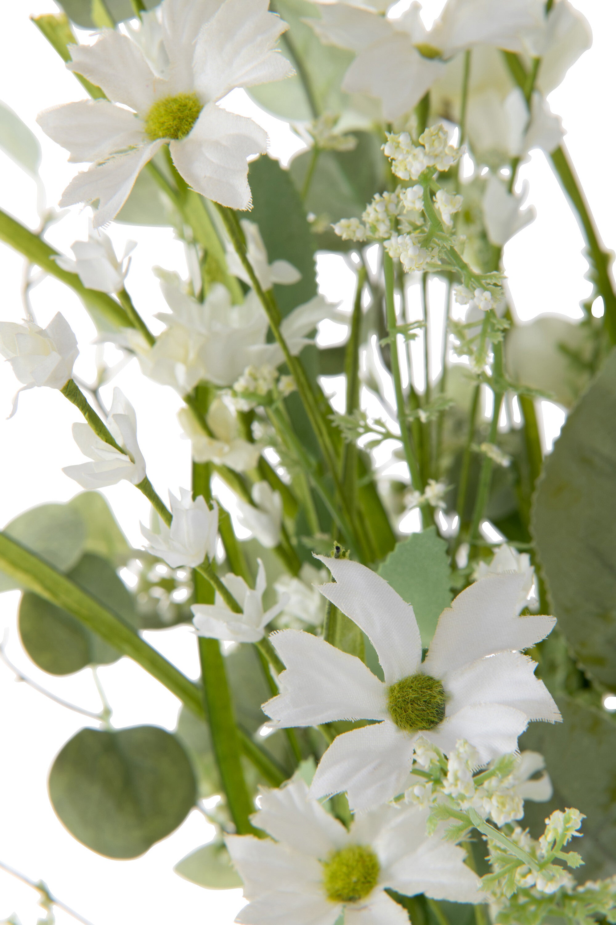J-Line Boeket Mix Bloemen Kunststof Wit