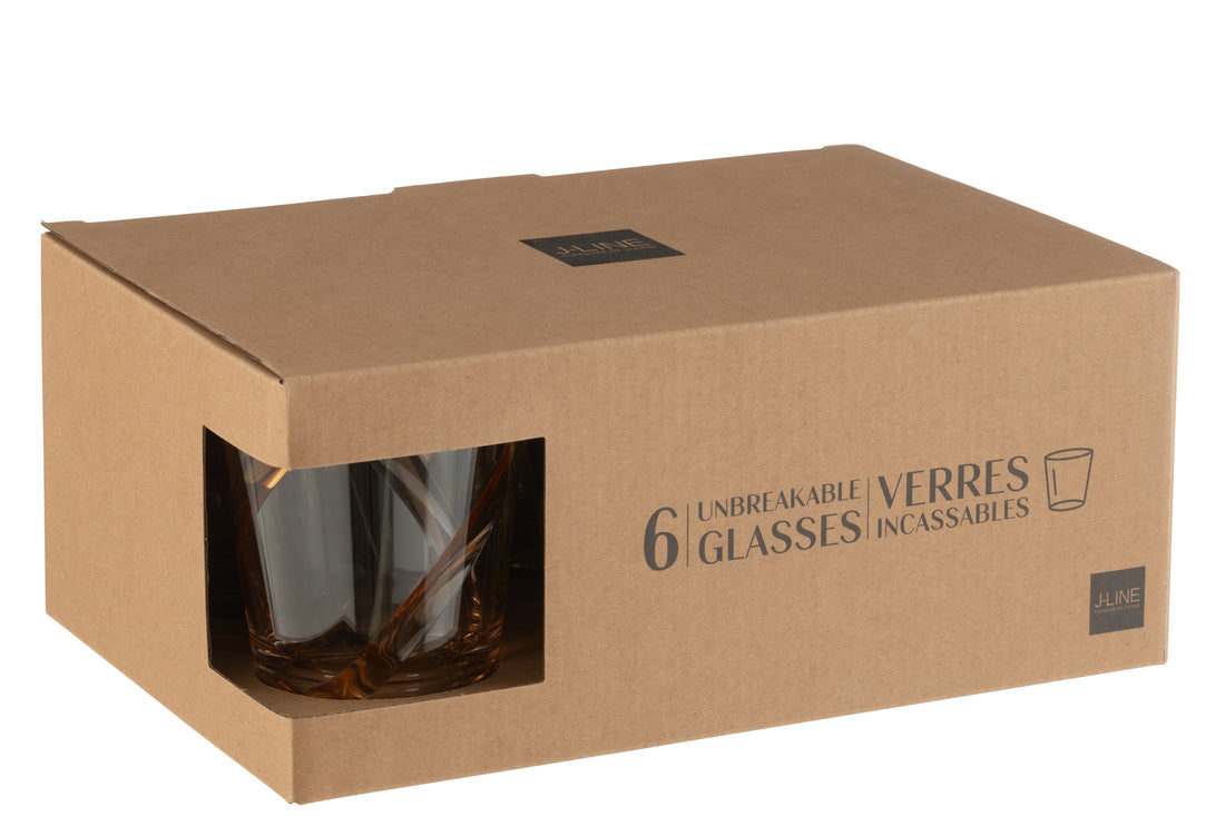 Doos van 6 stuks drinkglazen van plastic mix