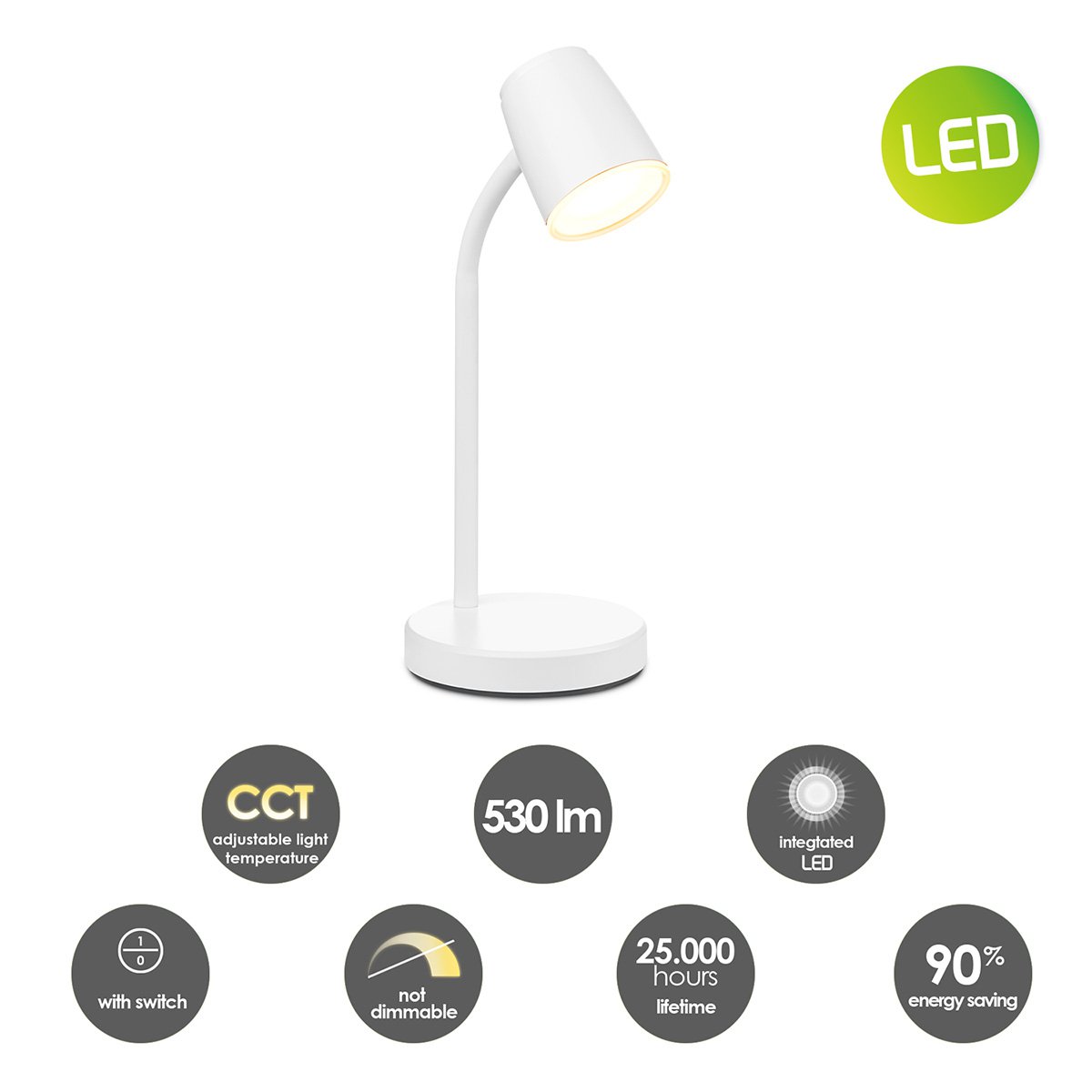 Elbo Led Bureaulamp 4W Wit - Verstelbare