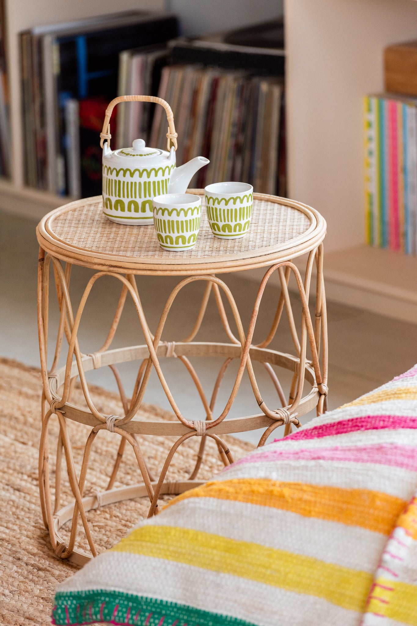 Set van 3 theepot set strip in vensterdoos keramiek groen