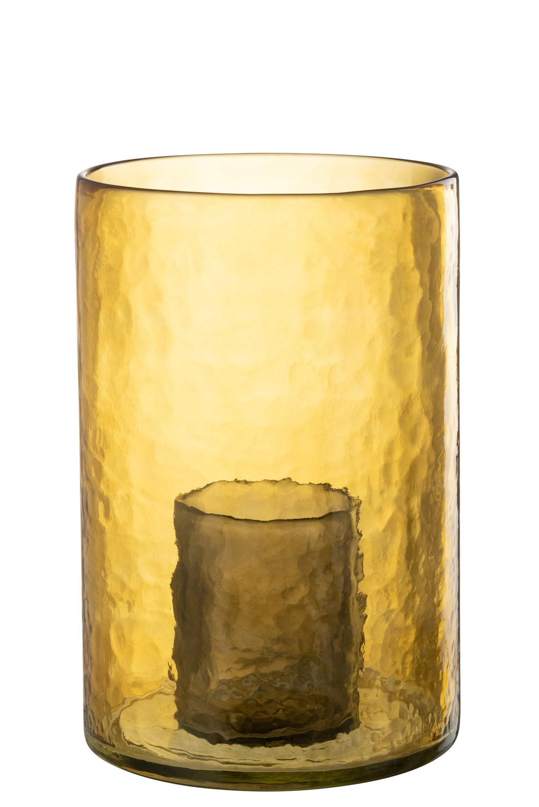 J-Line Windlicht Dubbel Glas Geel Large