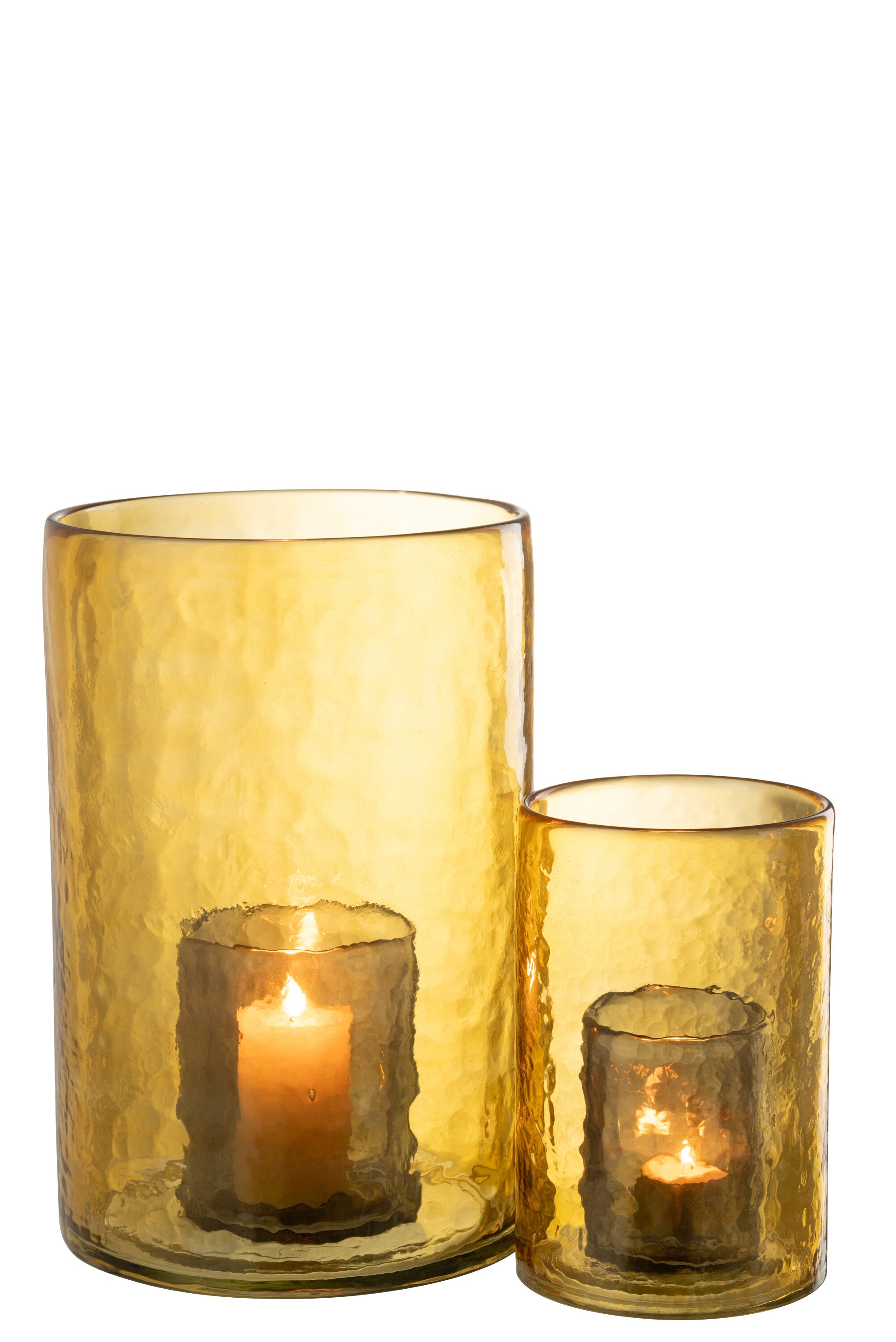 J-Line Windlicht Dubbel Glas Geel Large
