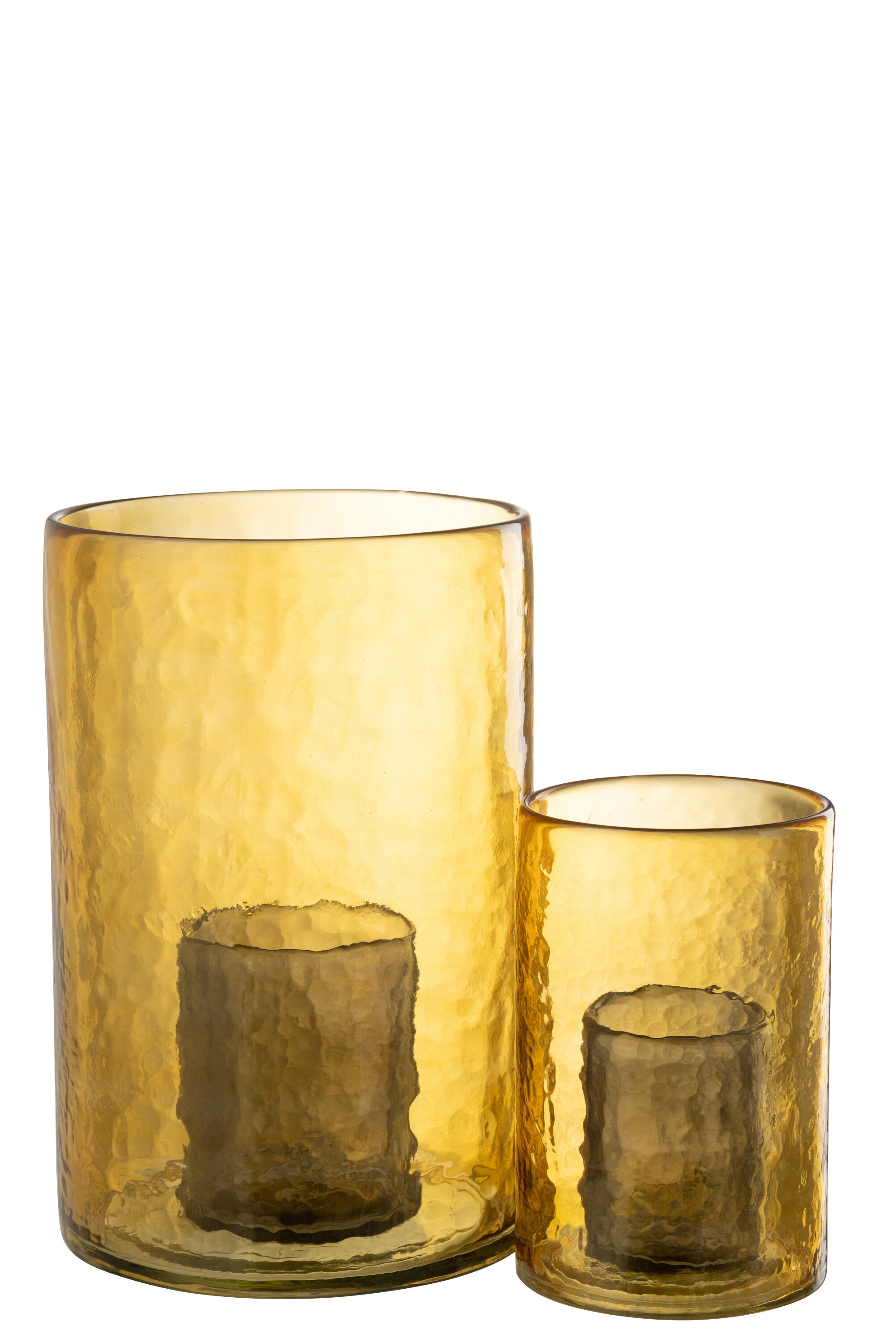 J-Line Windlicht Dubbel Glas Geel Large