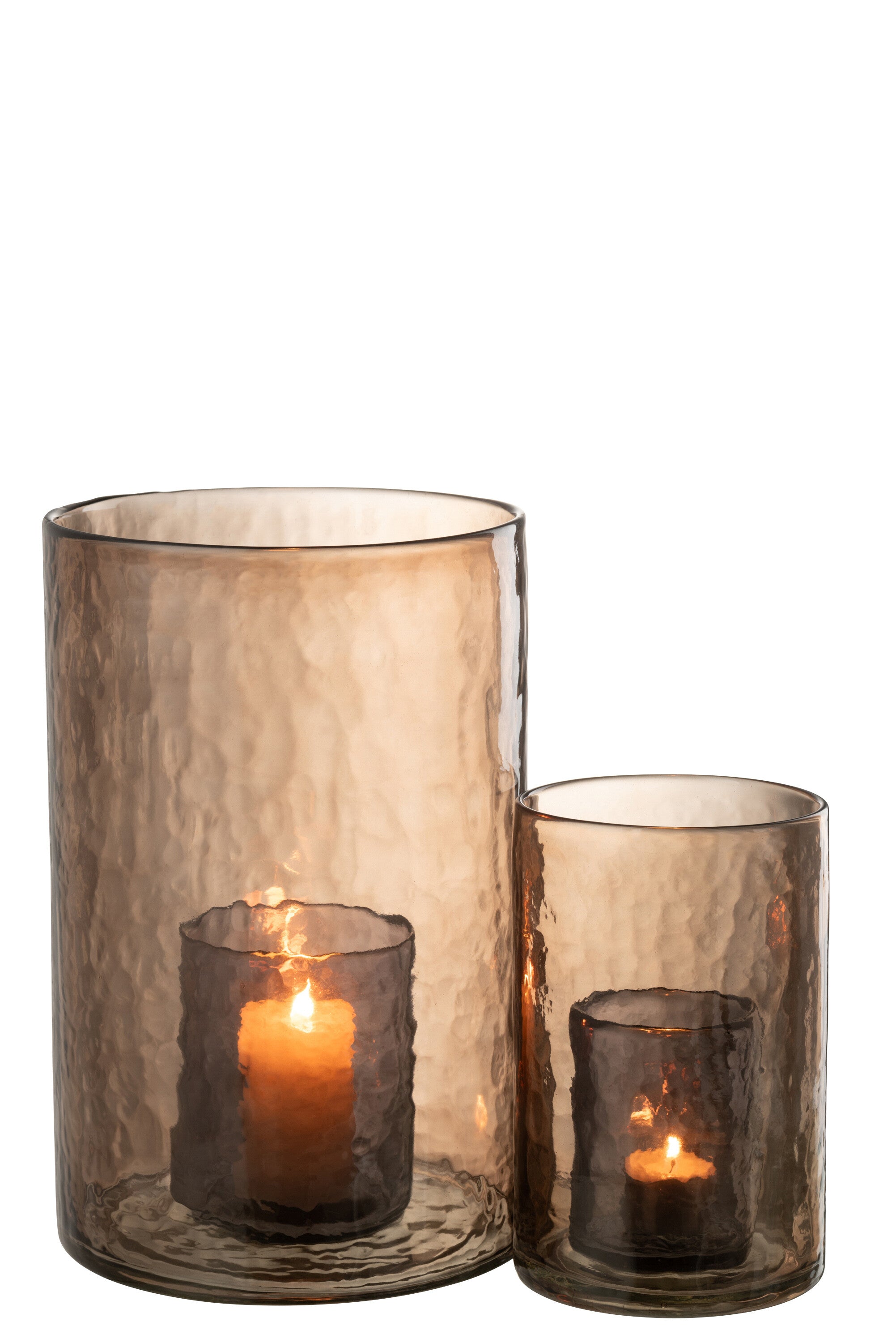 J-Line Windlicht Dubbel Glas Oker Large