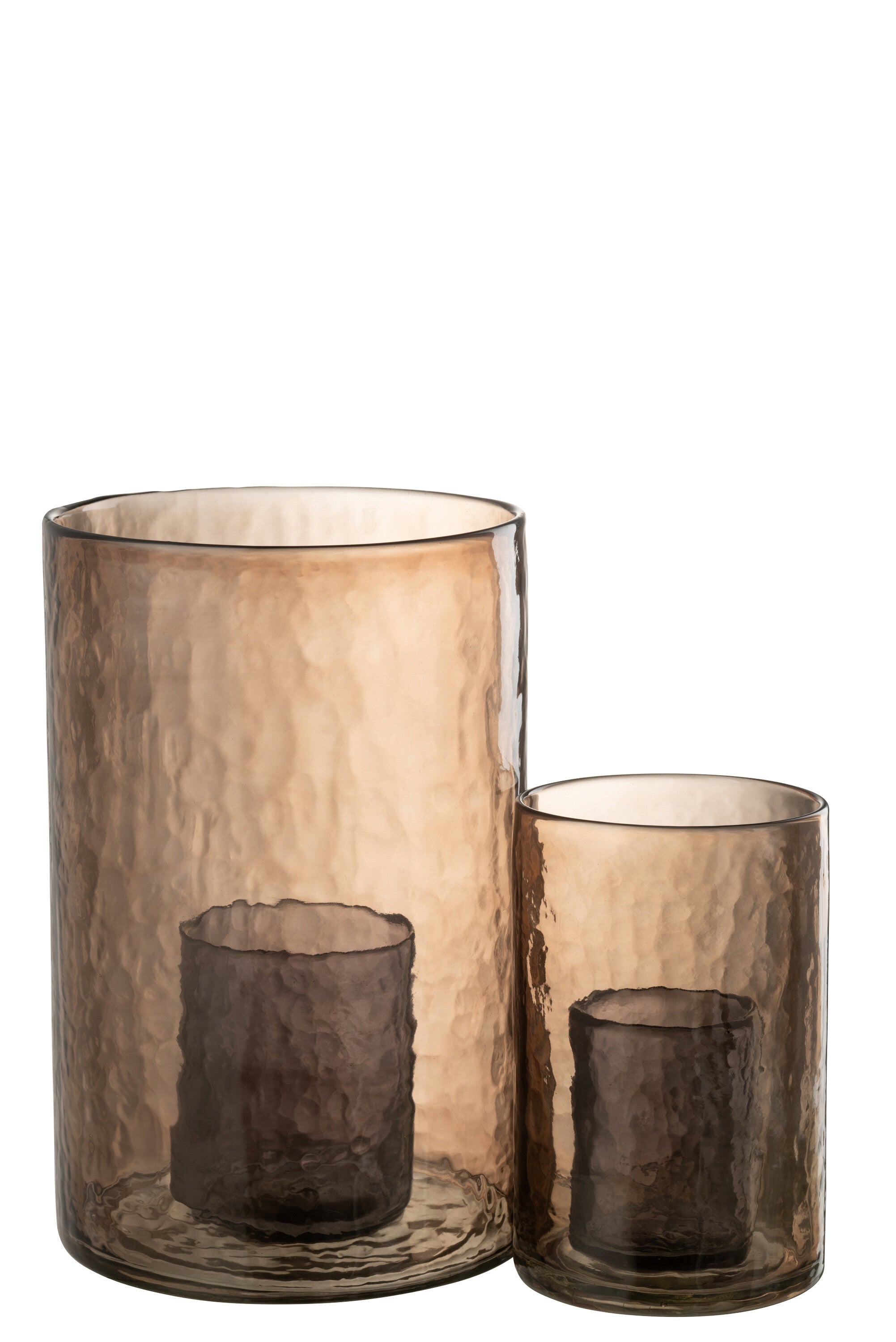 J-Line Windlicht Dubbel Glas Oker Large