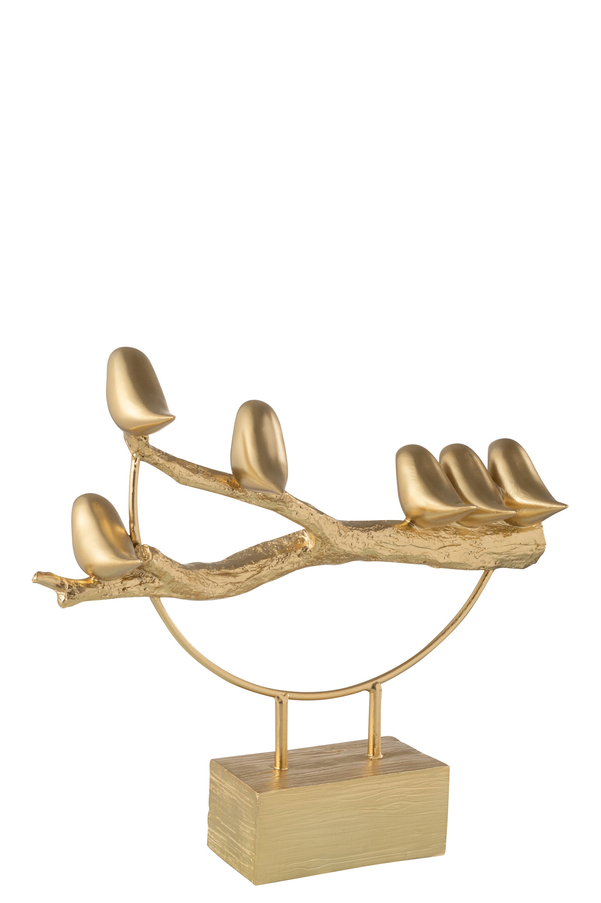 Vogel op tak basis hars/metaal goud