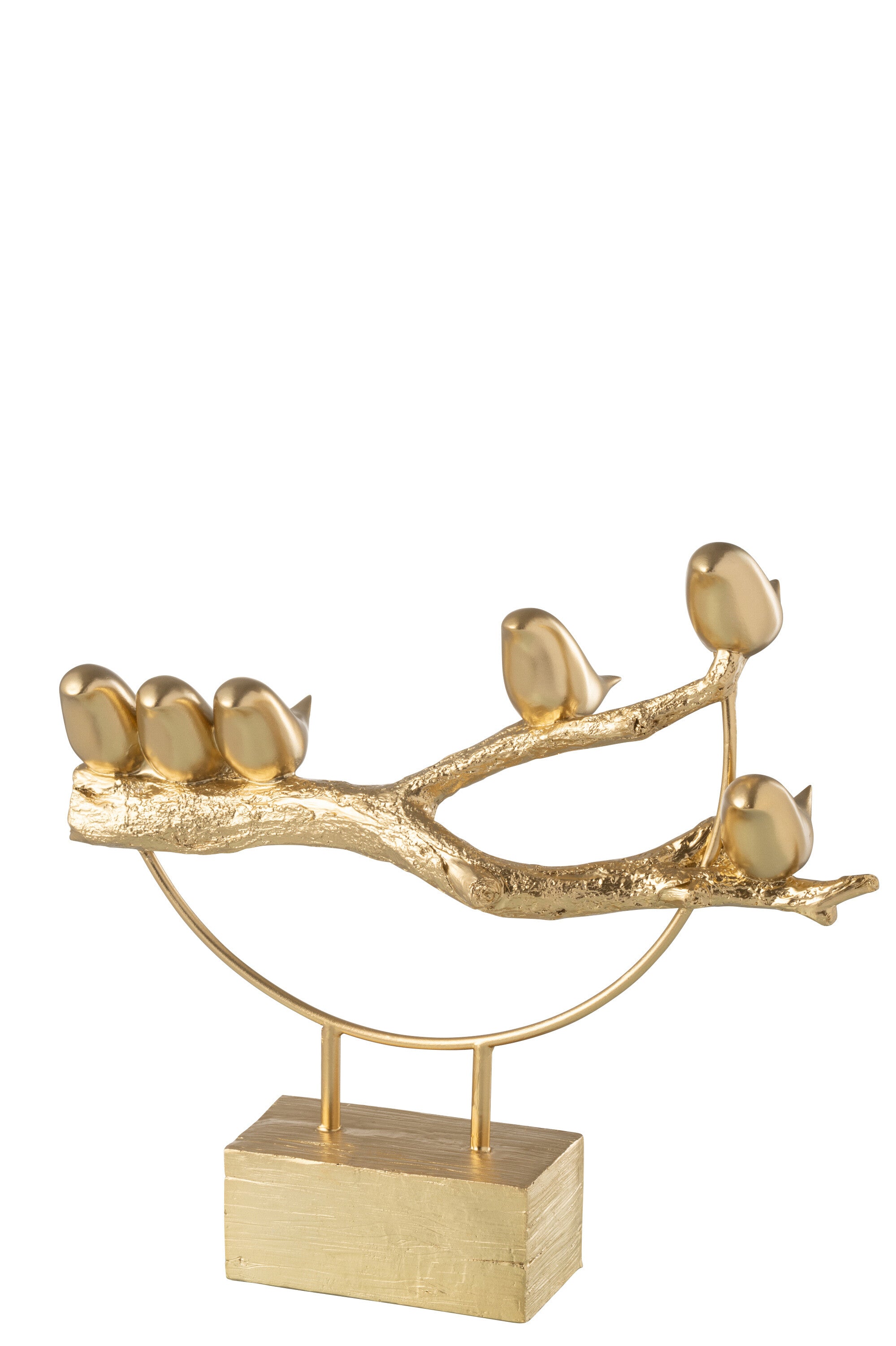 Vogel op tak basis hars/metaal goud