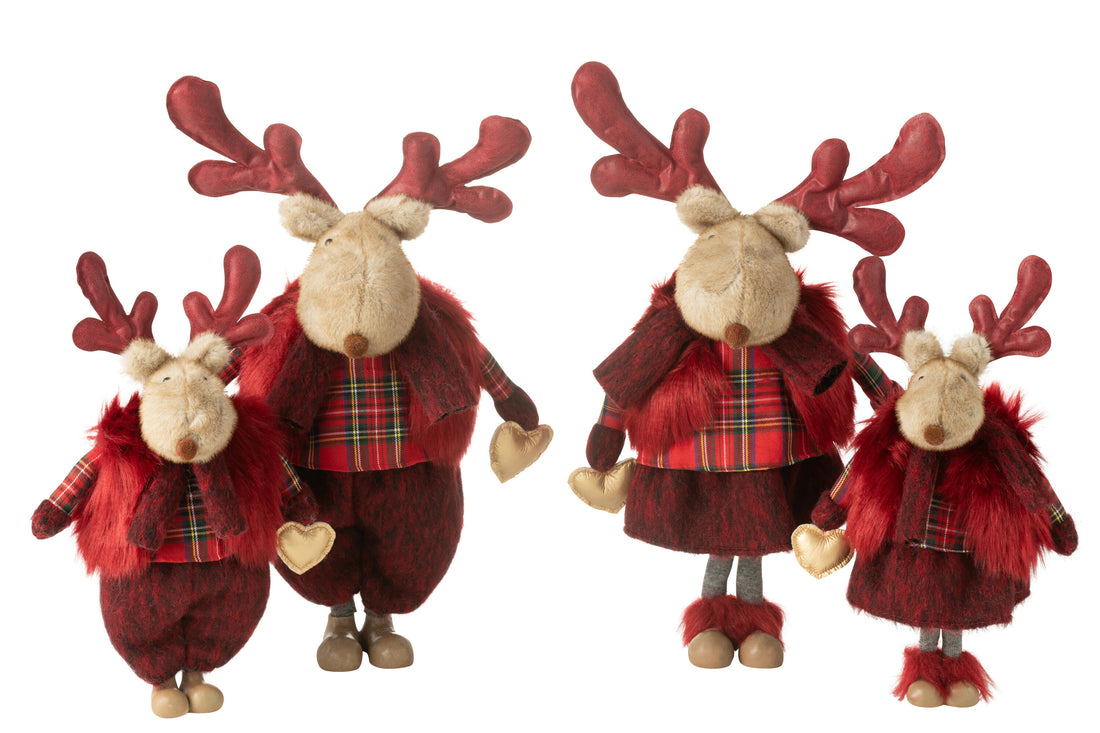 Rendier Jongen+Meisje Hart Polyester Rood Groot Assortiment Van 2