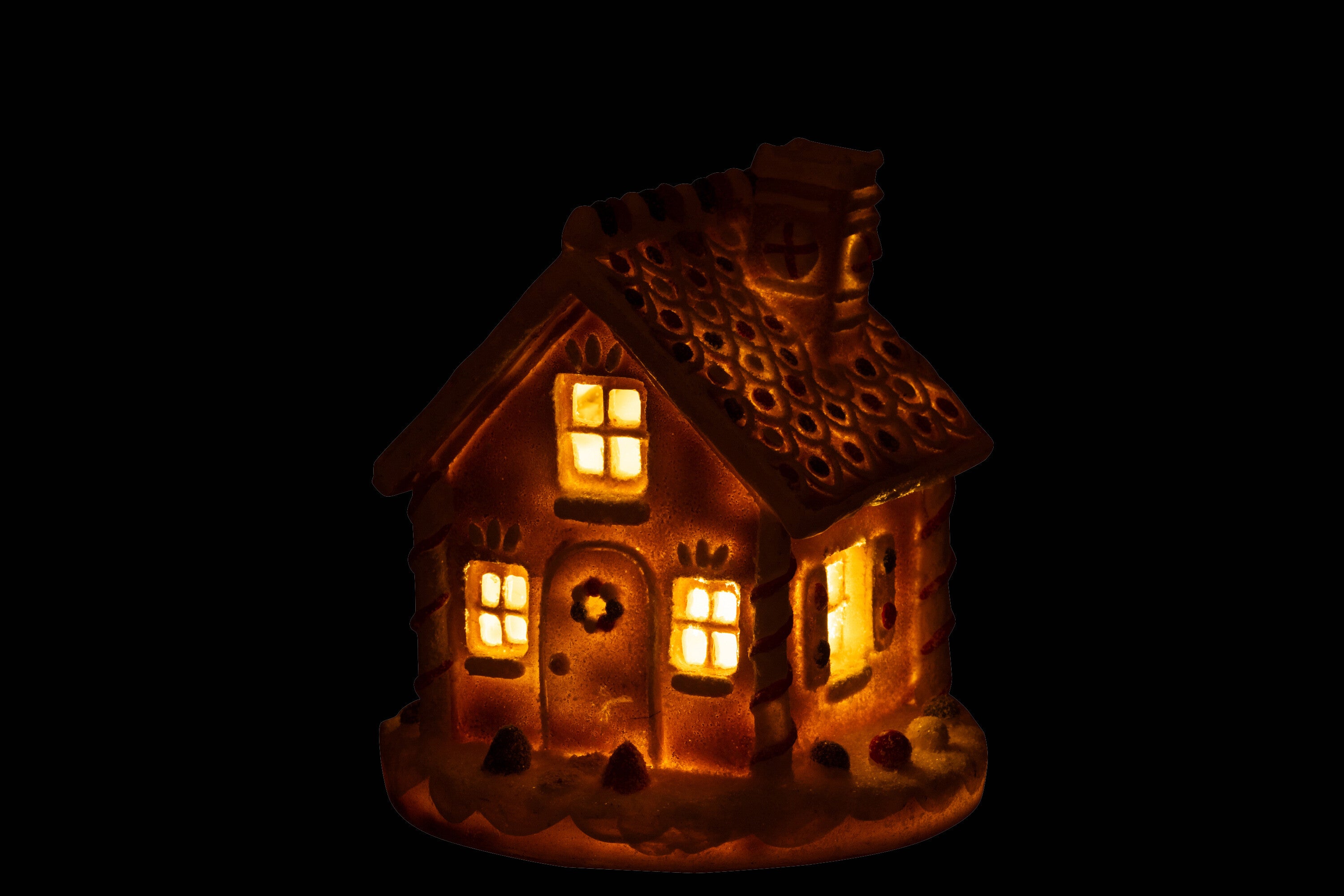 Huisje met LED-verlichting van peperkoekharsmix