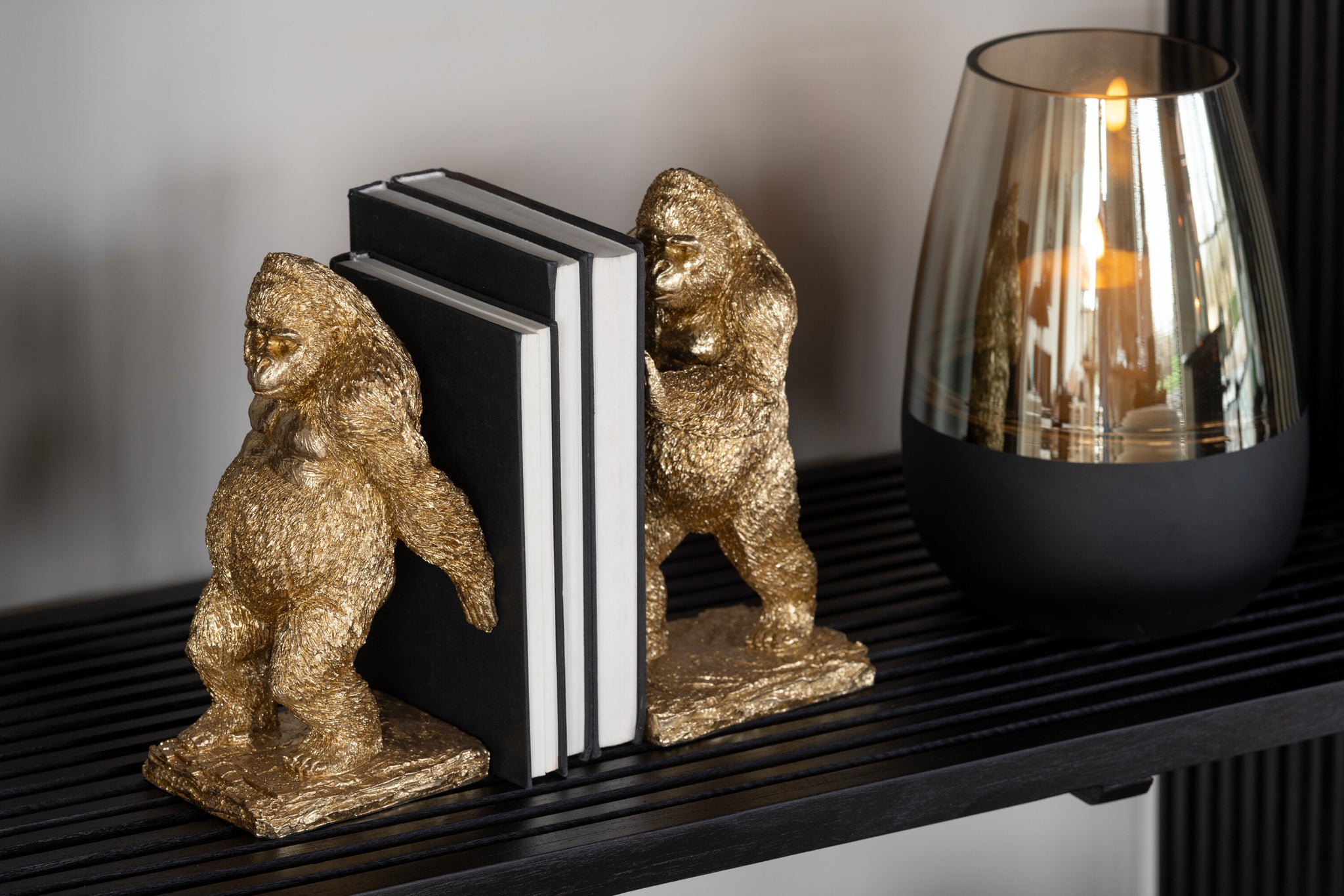Set van 2 Boeksteun Gorilla Hars Goud