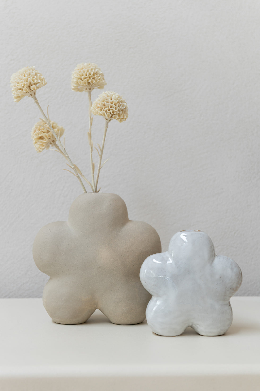 Vaas Bloem Porselein Wit/Beige Klein Assortiment Van 2