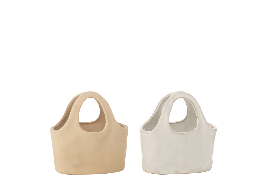 Tas Porselein Wit/Beige Klein Assortiment Van 2