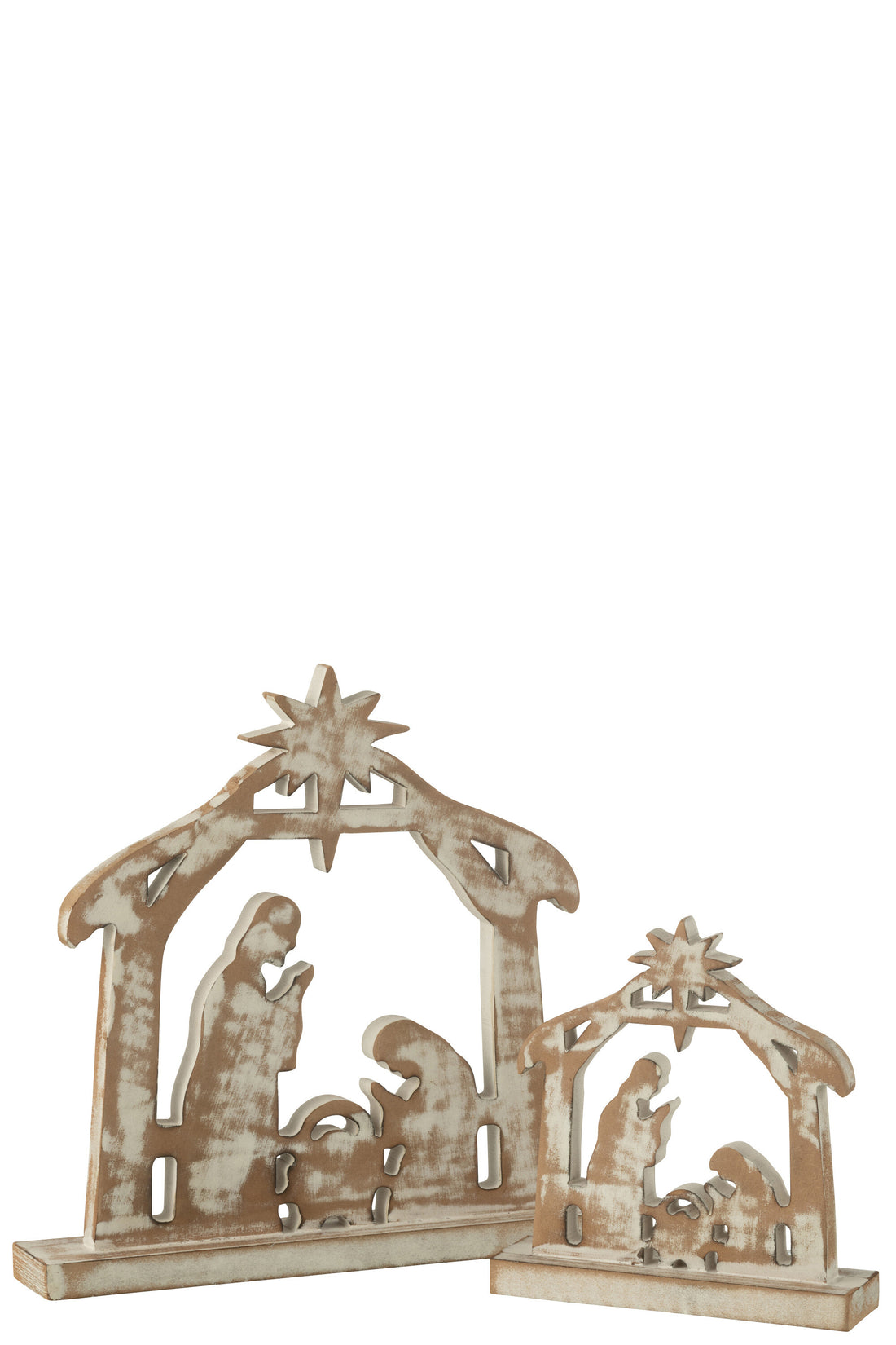 Geboorte Mango Hout Gebroken Wit/Natuurlijk Groot