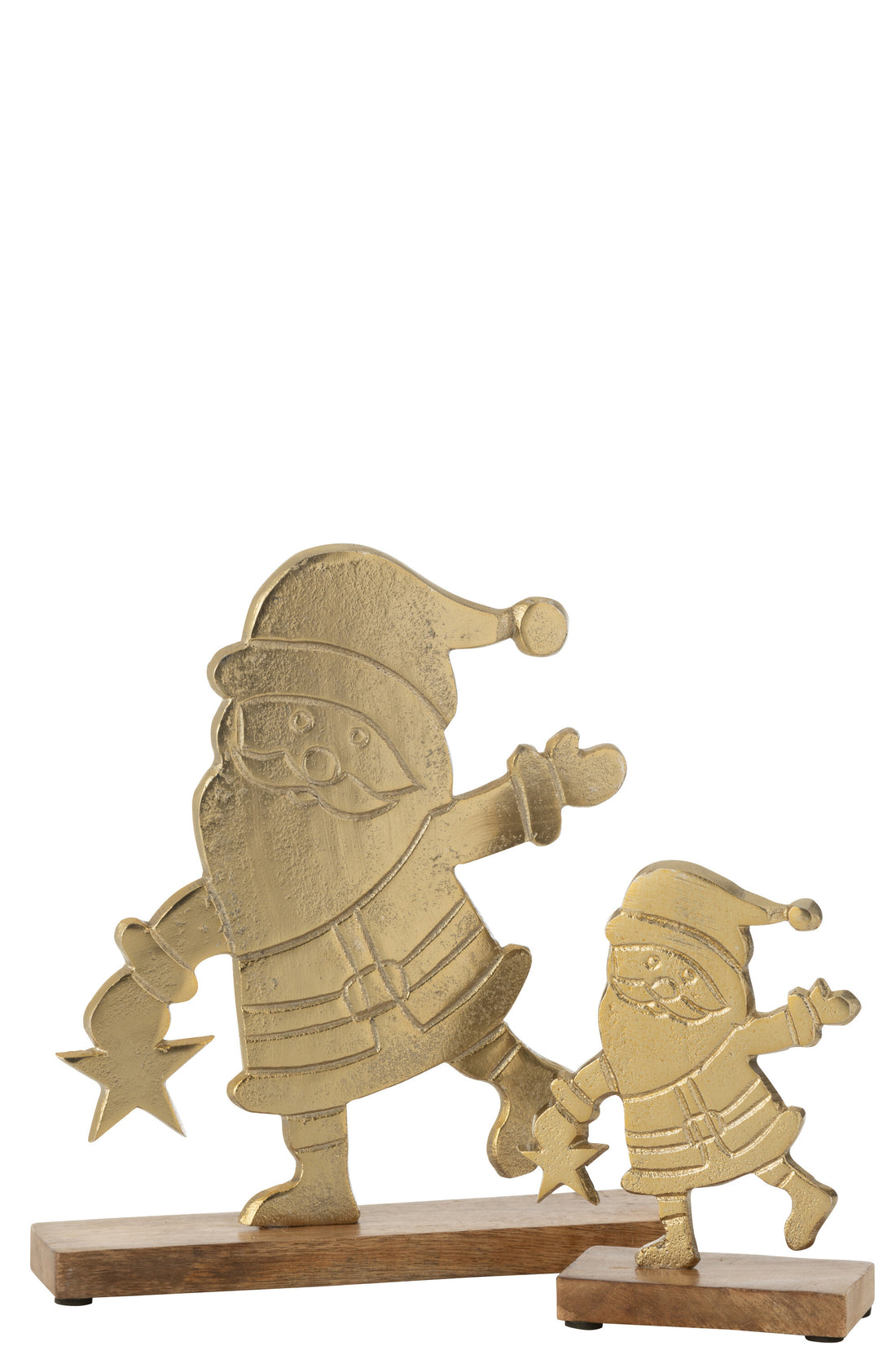 Kerstster op voet aluminium/hout goud groot