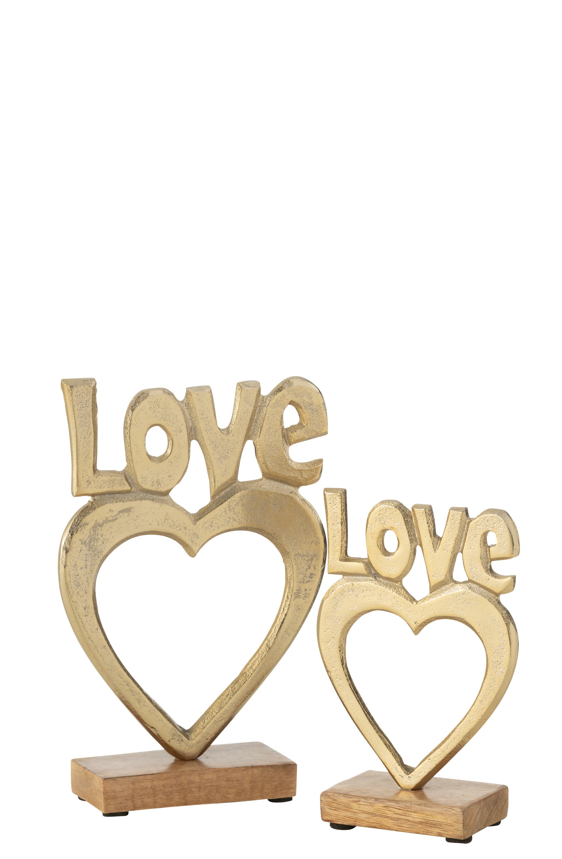 Liefde Hart Op Voet Aluminium/Hout Goud Groot