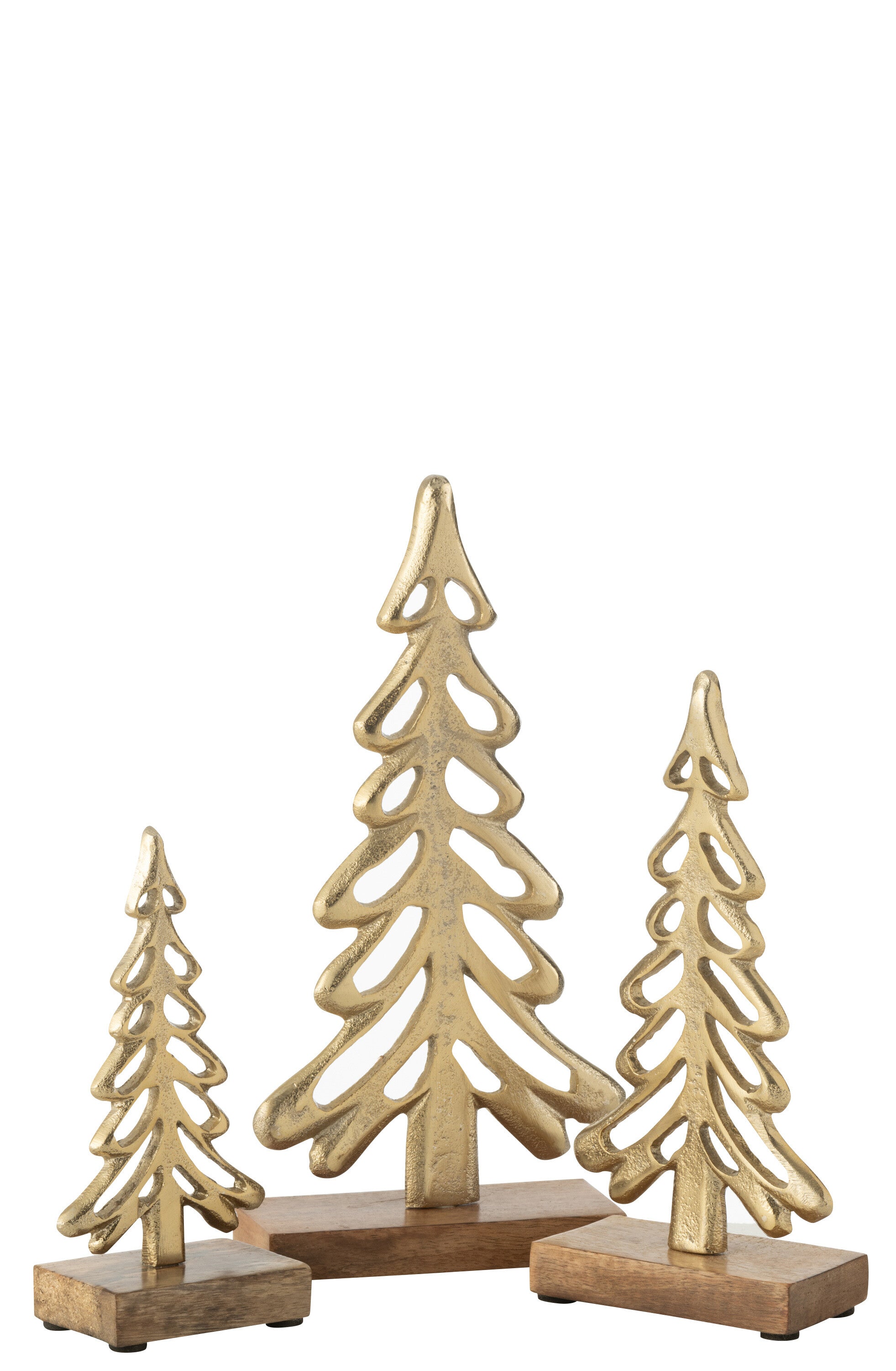 Boom op Voet Aluminium/Hout Goud Groot