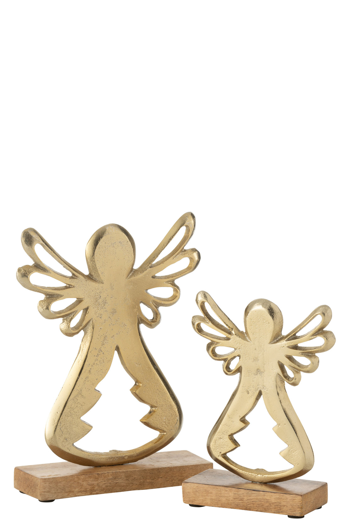 Engel Op Voet Aluminium/Hout Goud Groot