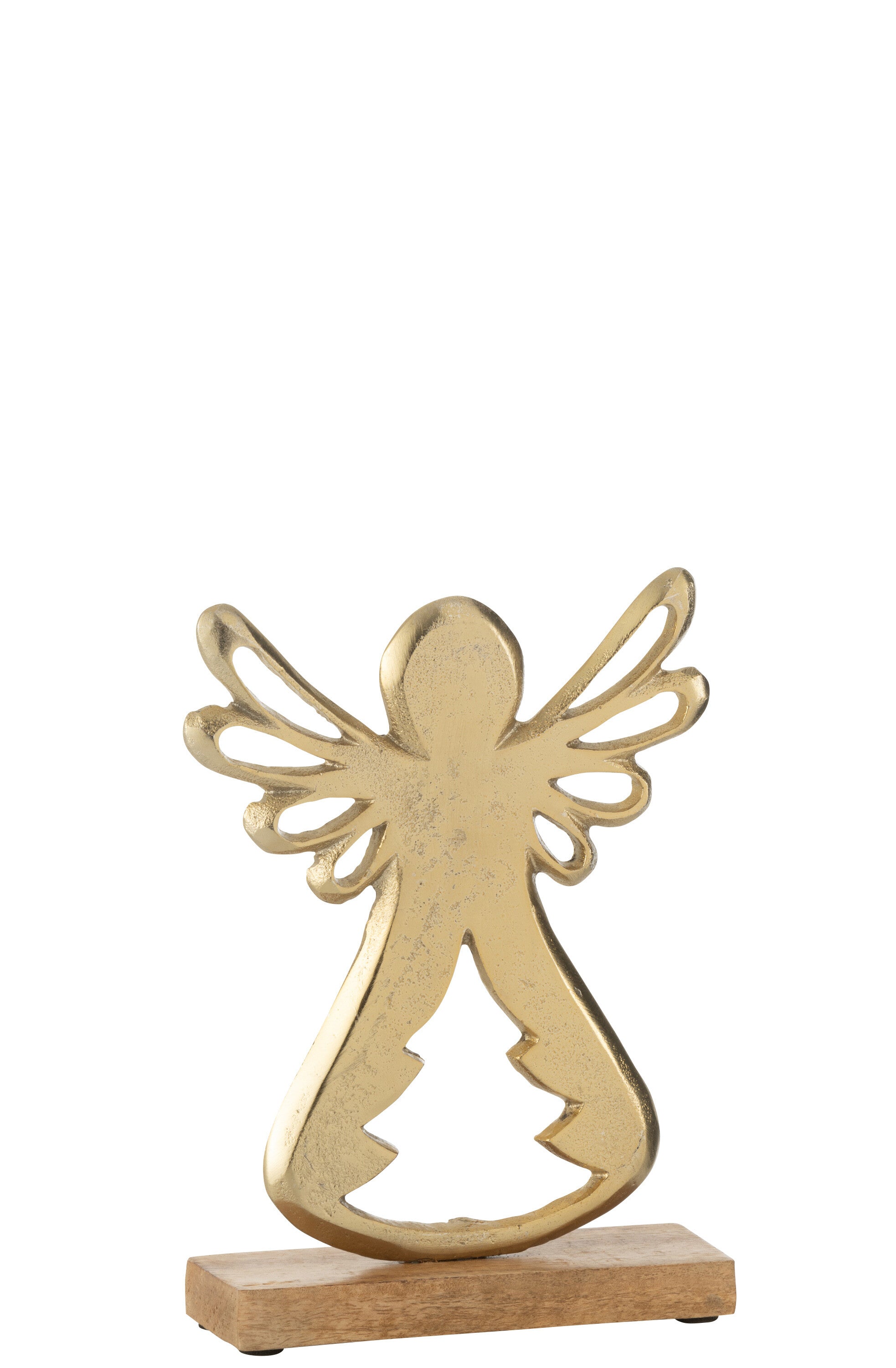 Engel Op Voet Aluminium/Hout Goud Groot