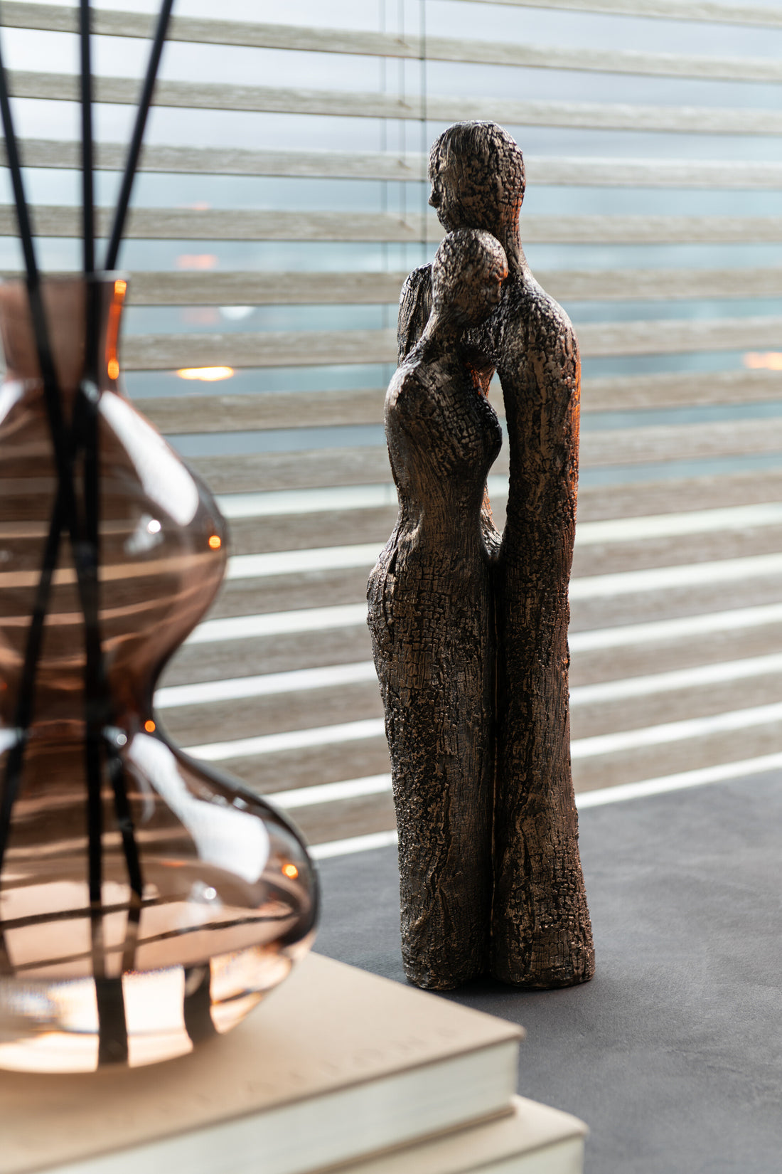 J-Line Knuffel Koppel Modern Resine Bruin/Goud