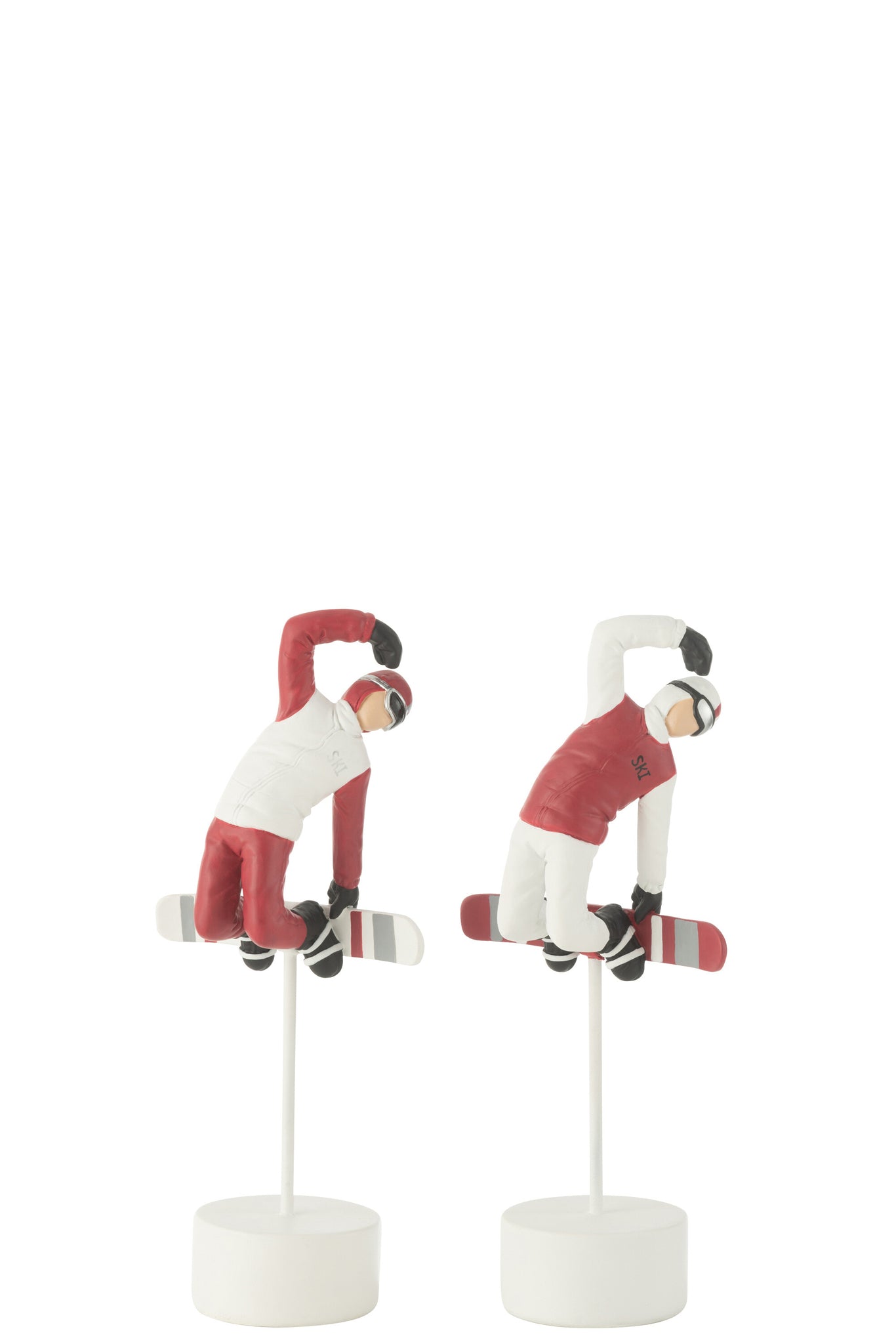 Snowboarder Op Standbeeld Hars Rood/Wit Assortiment Van 2
