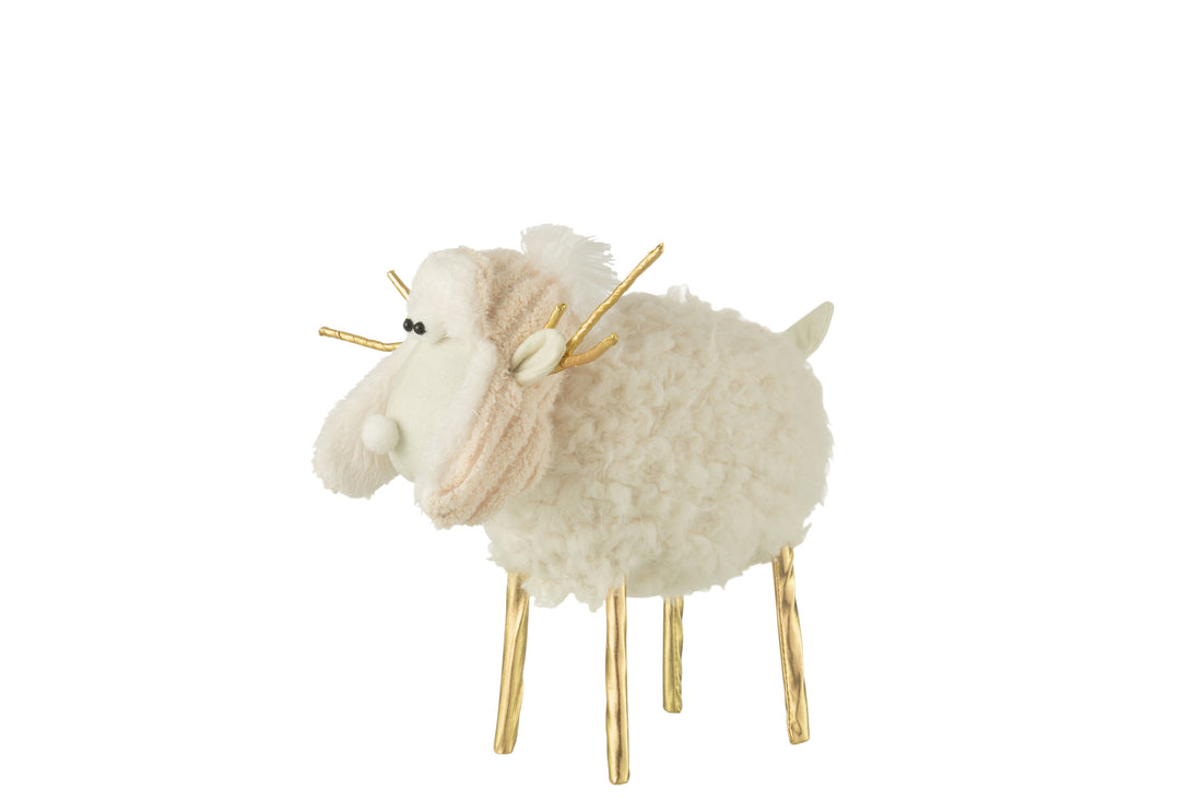 Rendiermuts Textiel Crème/Goud Medium