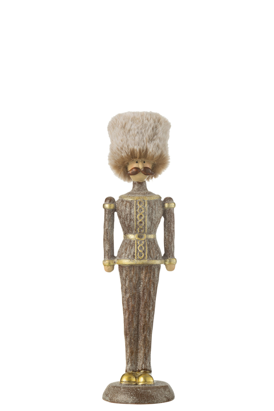 J-Line Medium notenkraker met bonte hoed en glitter, bruin