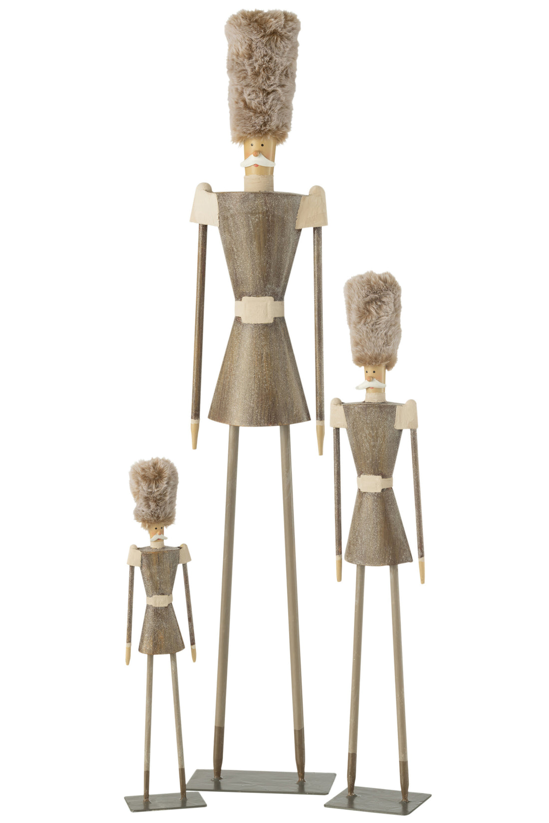 J-Line Soldaat Bont Hoed Metaal Grijs Large